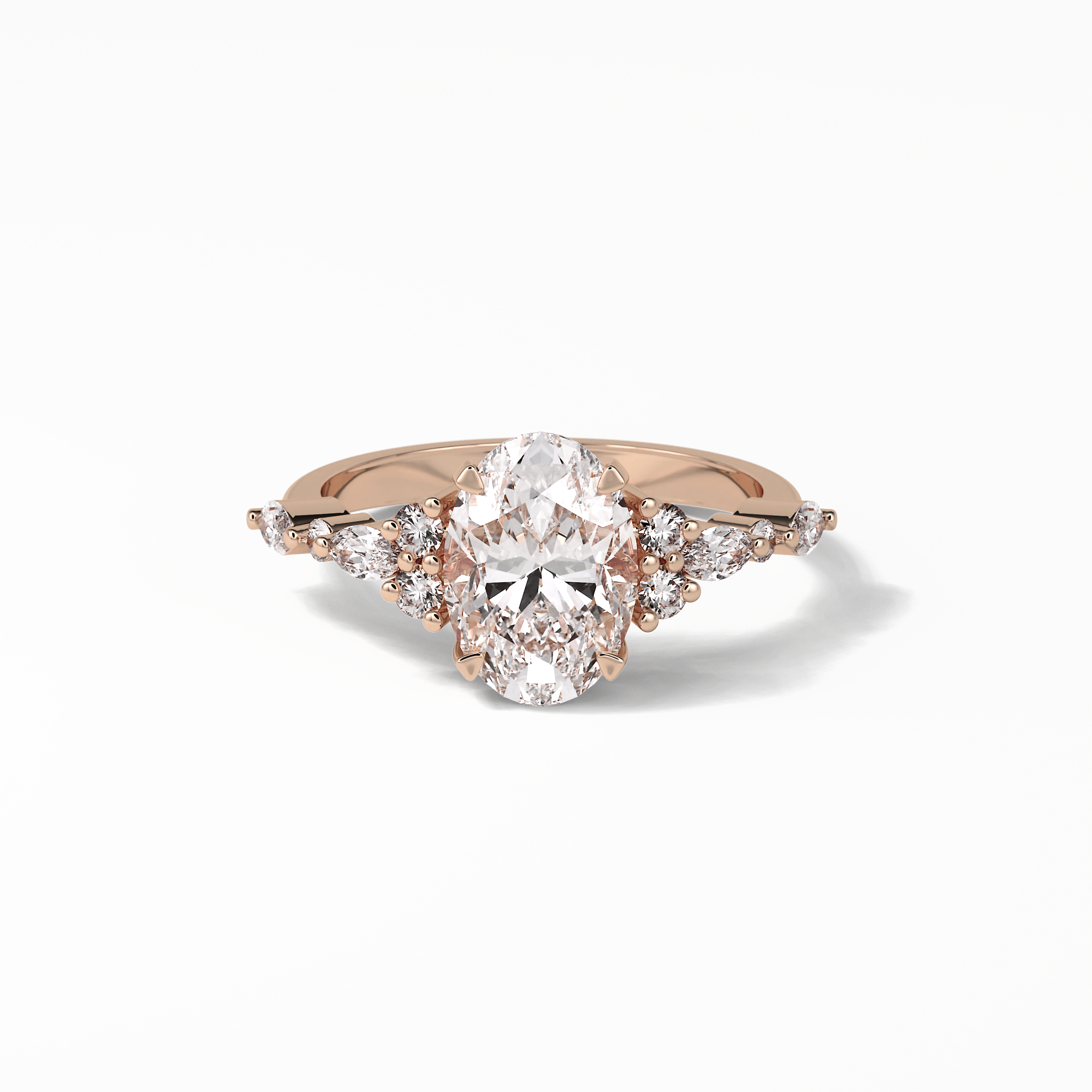 Oval Cluster Lab Grown Diamond Engagement Ring