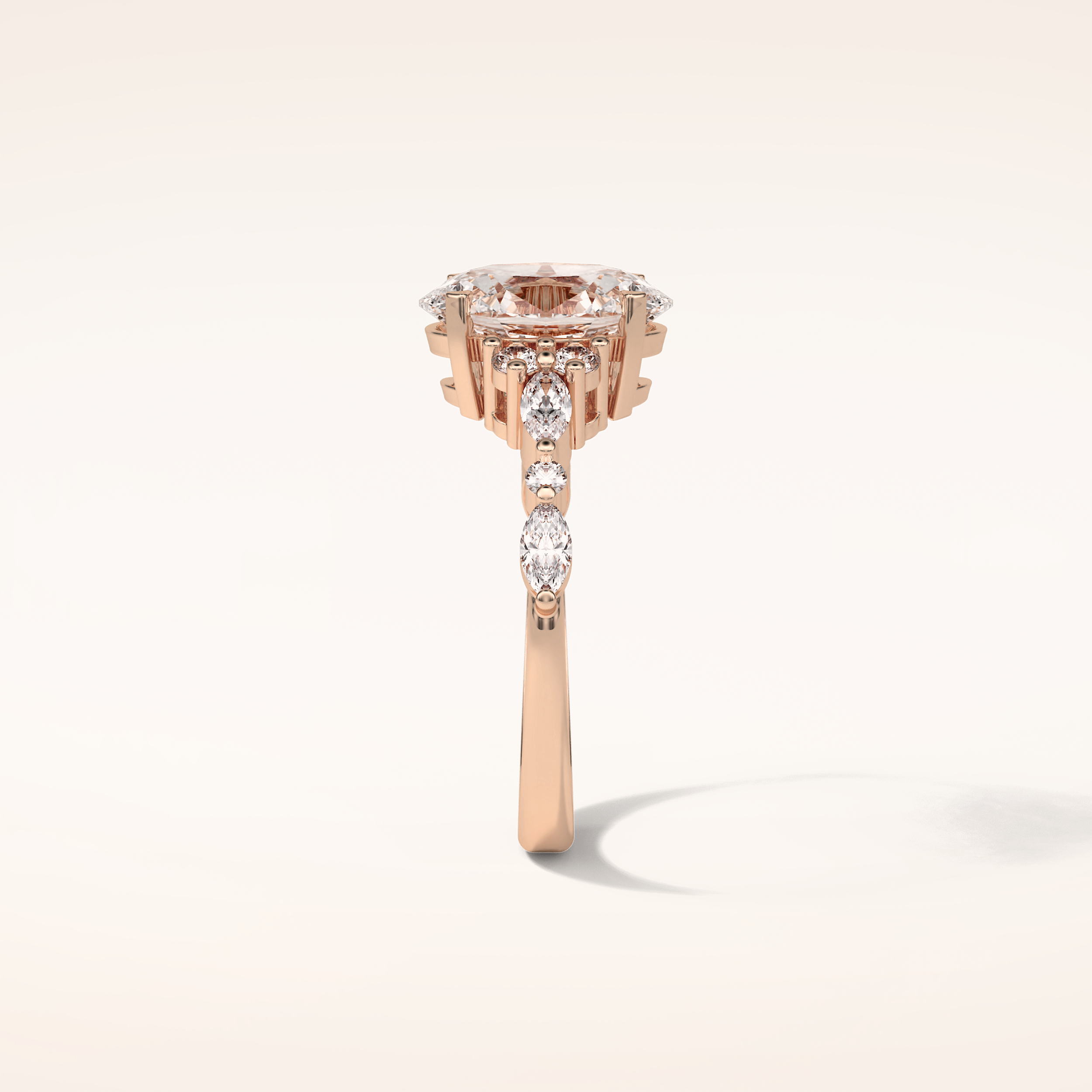 2.1 CT Oval Shaped Cluster Moissanite Engagement Ring