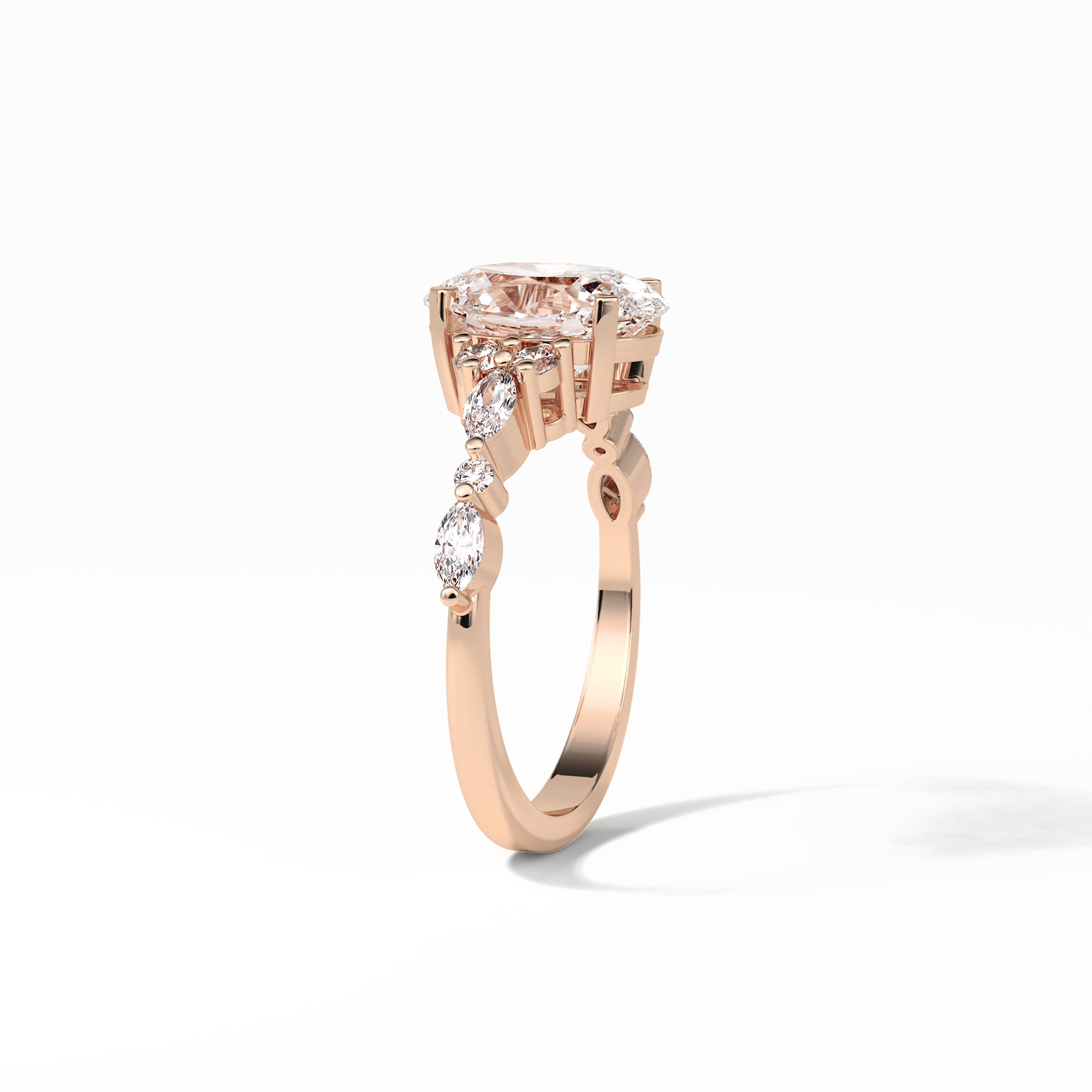 Oval Cluster Lab Grown Diamond Engagement Ring