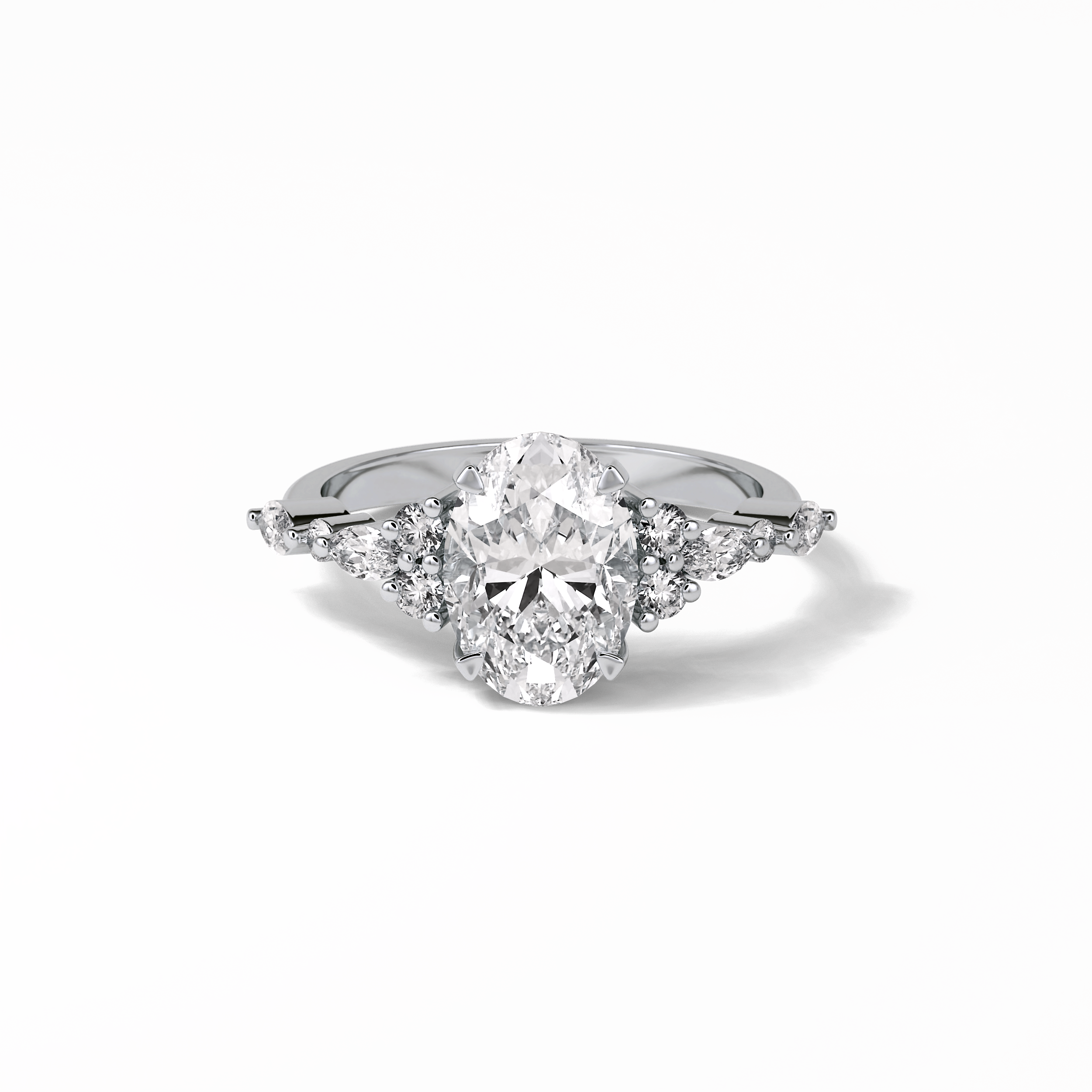 Oval Cluster Lab Grown Diamond Engagement Ring
