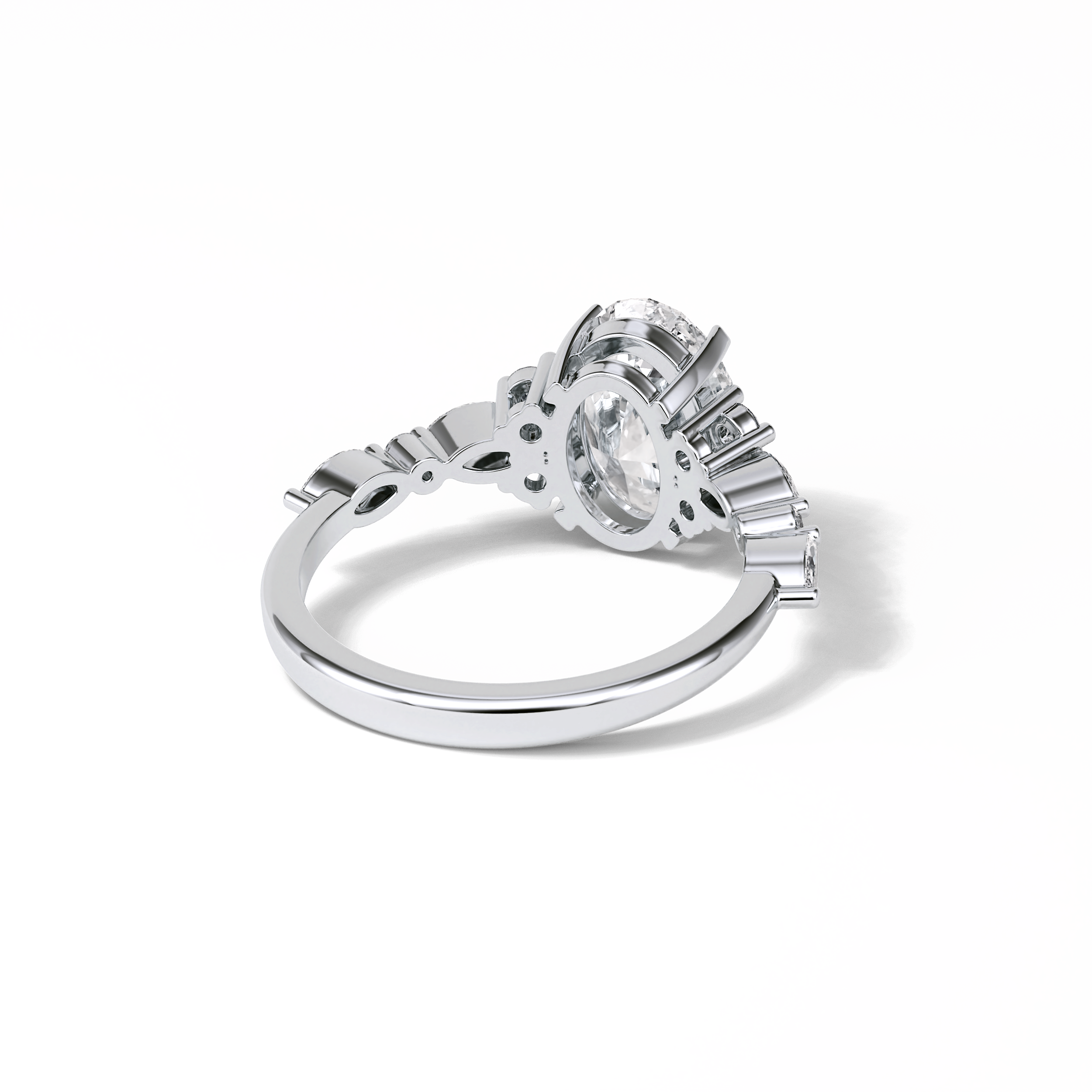 Oval Cluster Lab Grown Diamond Engagement Ring