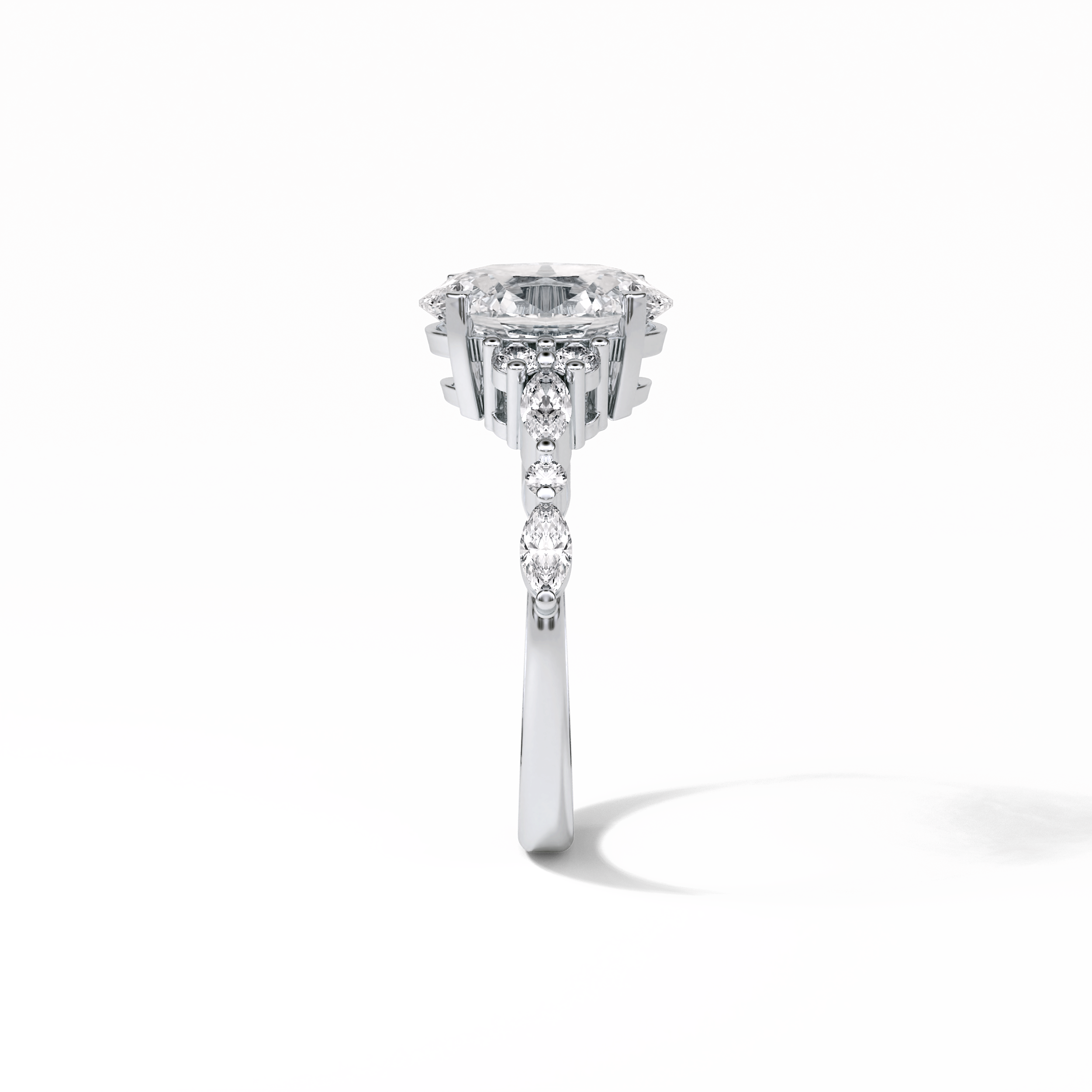Oval Cluster Lab Grown Diamond Engagement Ring