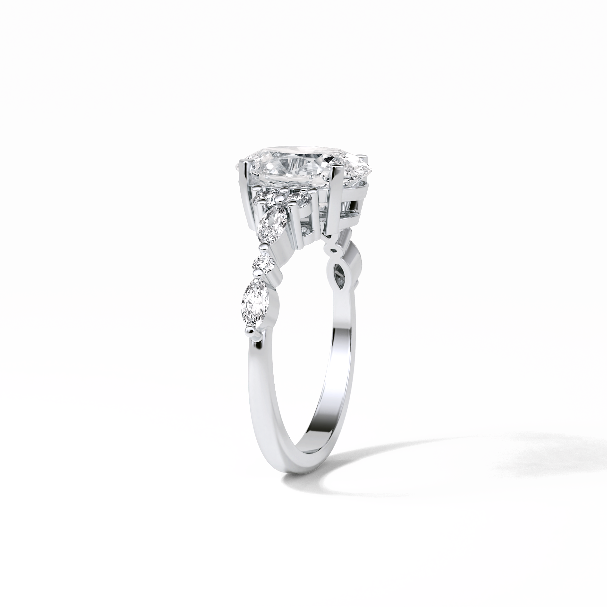 Oval Cluster Lab Grown Diamond Engagement Ring