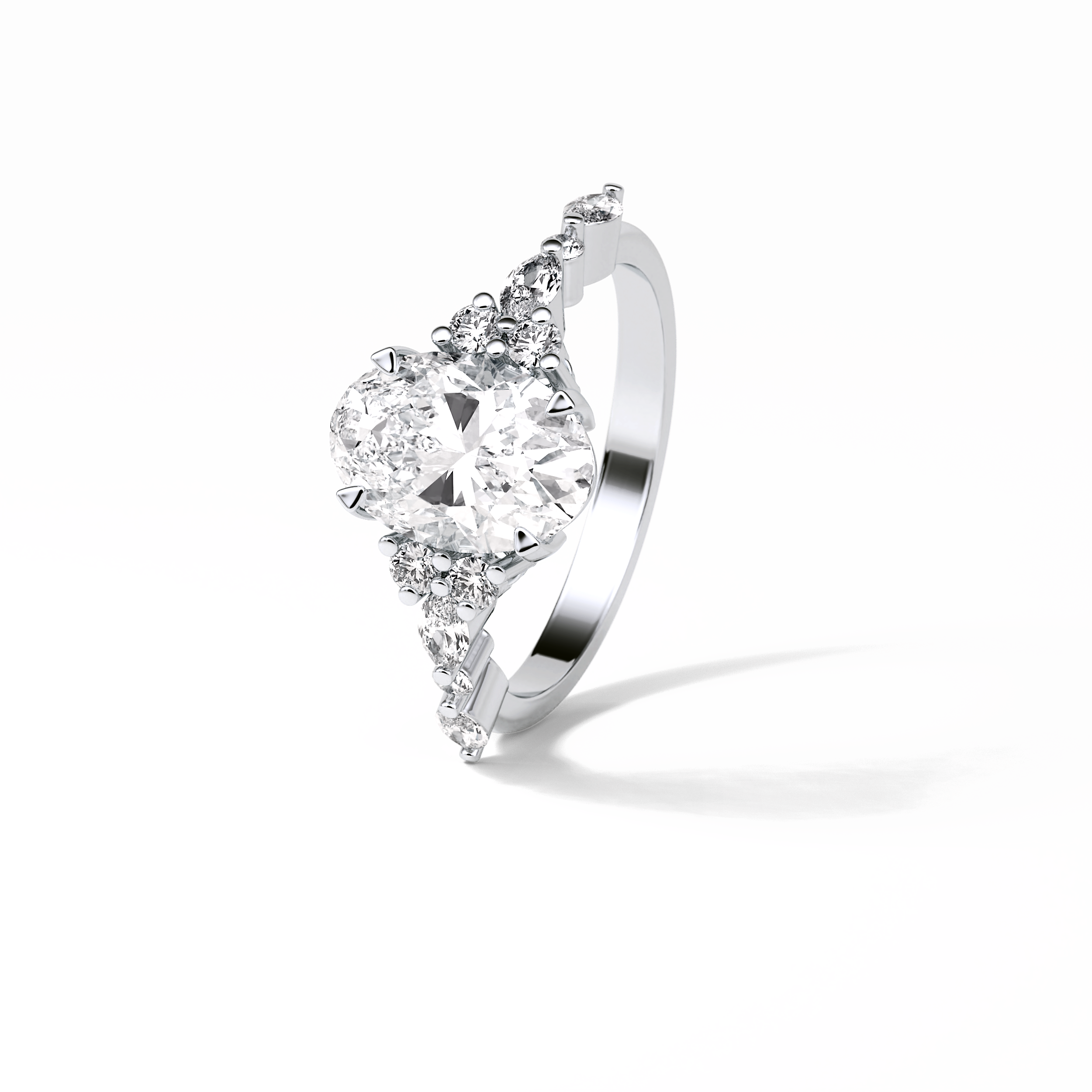 Oval Cluster Lab Grown Diamond Engagement Ring