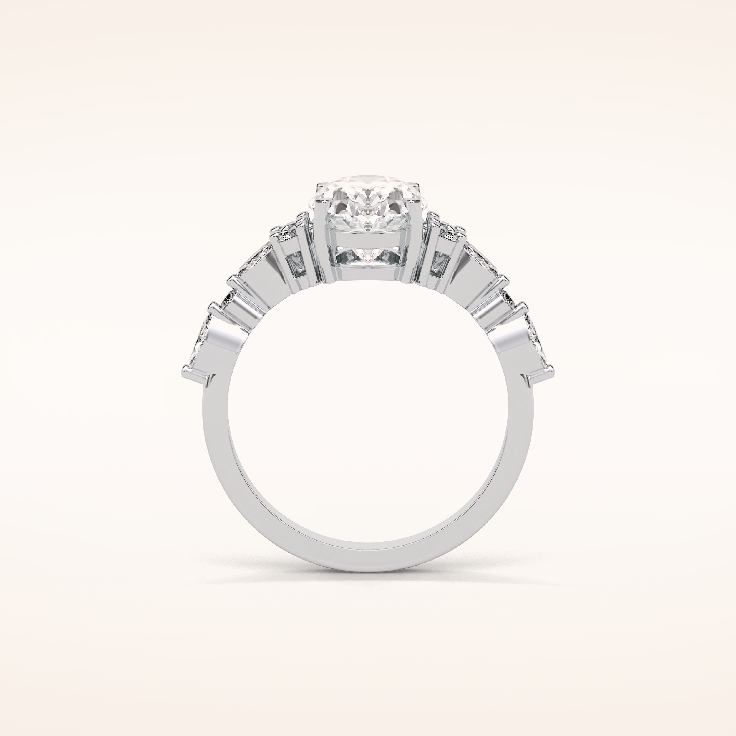 2.1 CT Oval Shaped Cluster Moissanite Engagement Ring