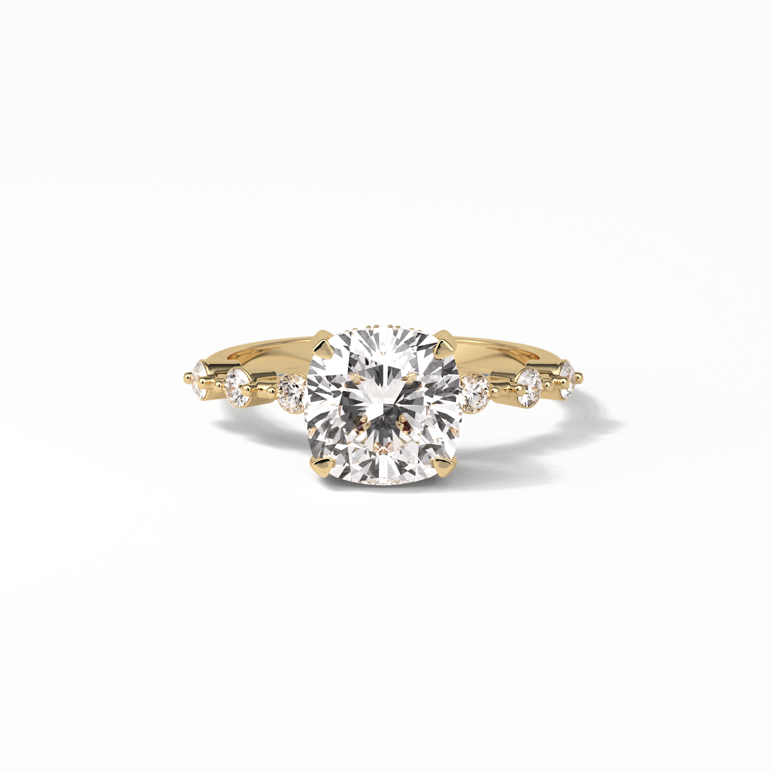 Cushion Hidden Halo & Dainty Pave Lab Grown Diamond Engagement Ring