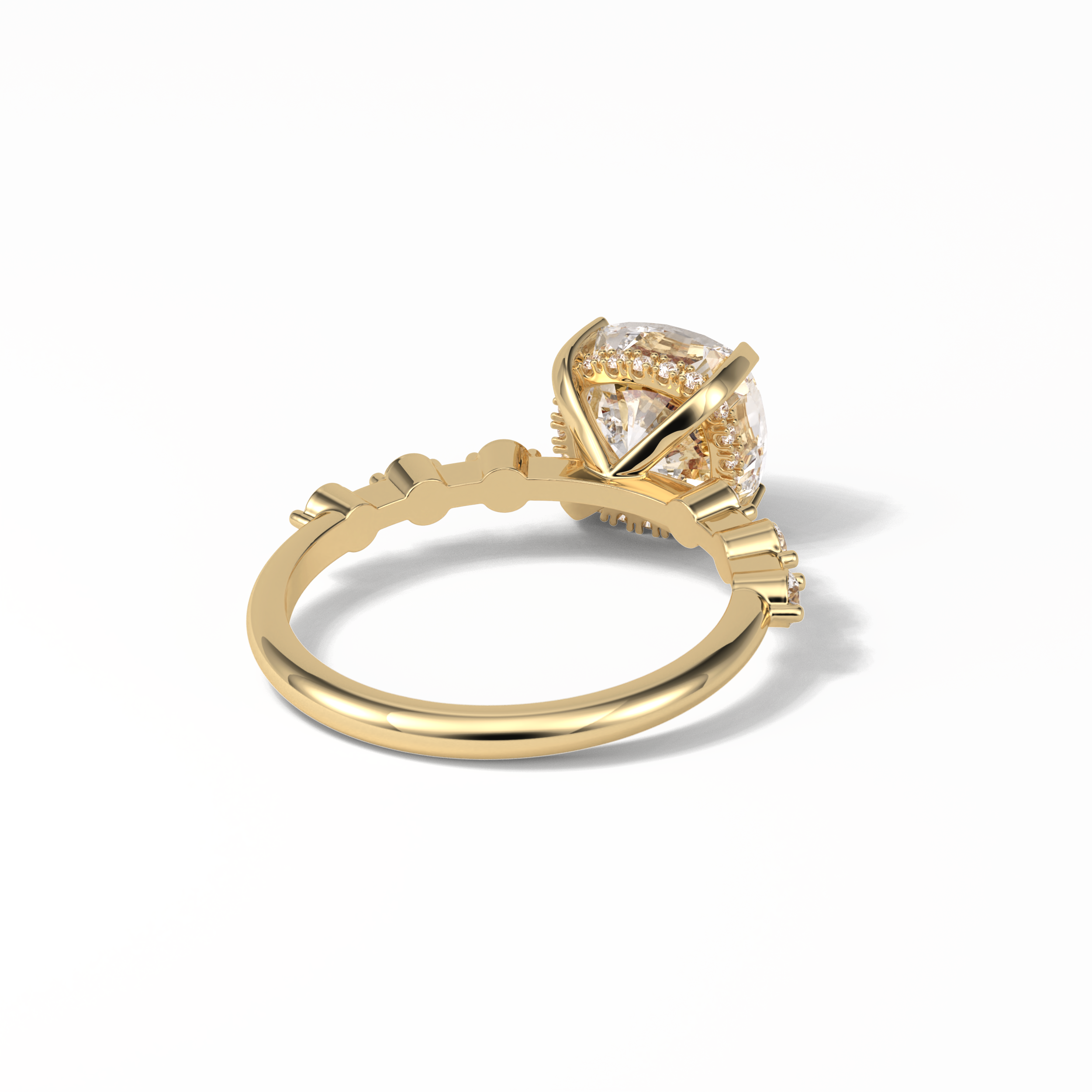 Cushion Hidden Halo & Dainty Pave Lab Grown Diamond Engagement Ring