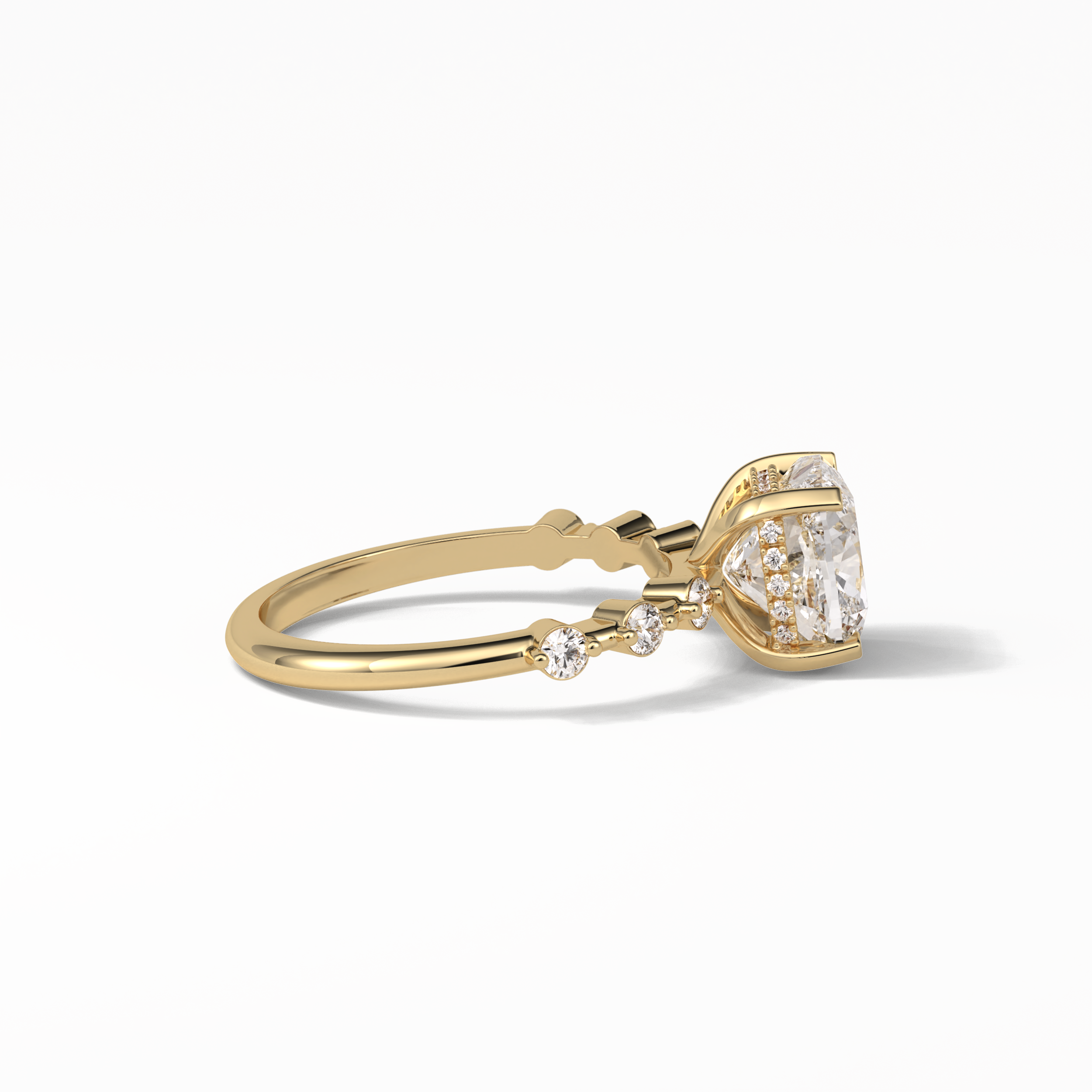 Cushion Hidden Halo & Dainty Pave Lab Grown Diamond Engagement Ring