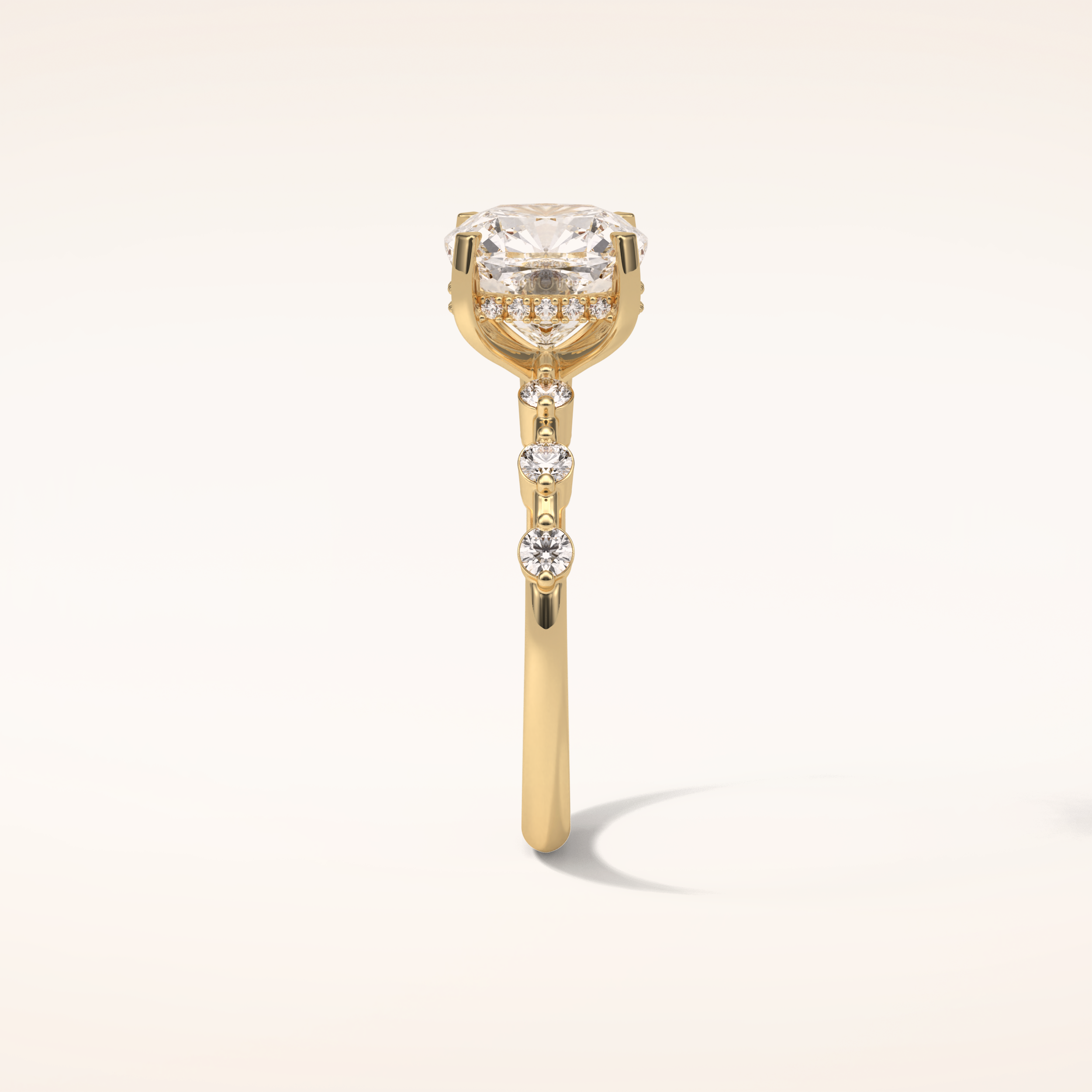 2.15 CT Cushion Shaped Pave Moissanite Engagement Ring