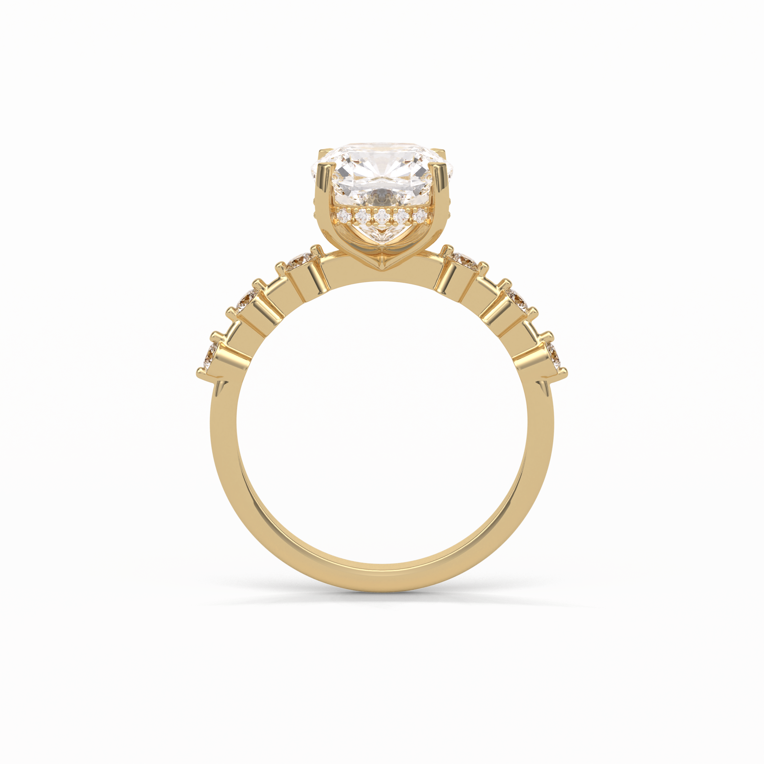 Cushion Hidden Halo & Dainty Pave Lab Grown Diamond Engagement Ring