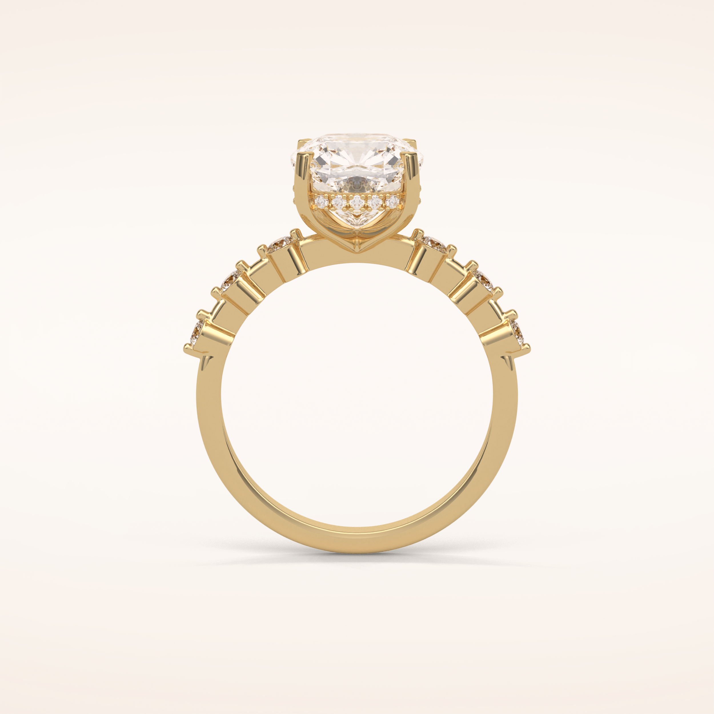 2.15 CT Cushion Shaped Pave Moissanite Engagement Ring