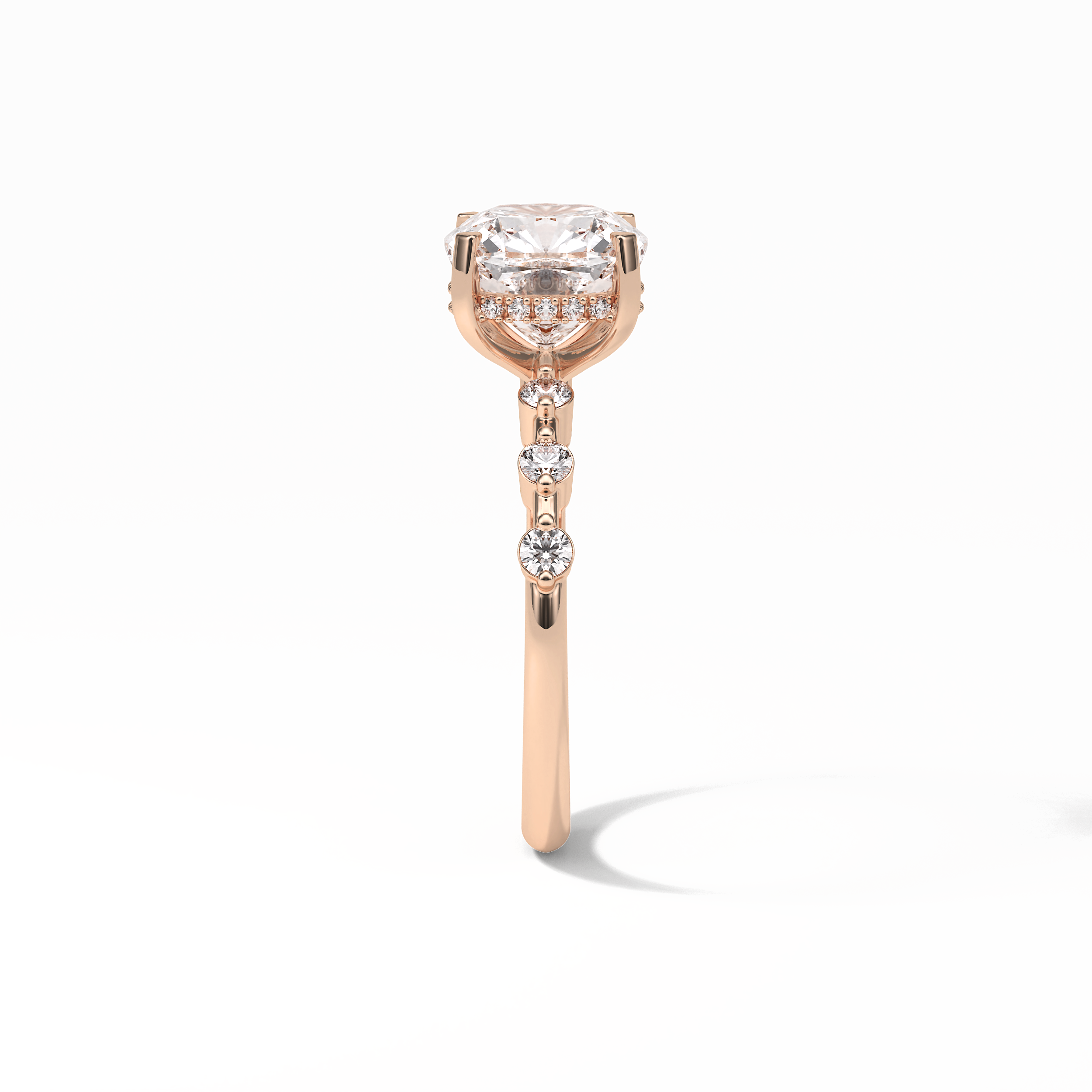 Cushion Hidden Halo & Dainty Pave Lab Grown Diamond Engagement Ring
