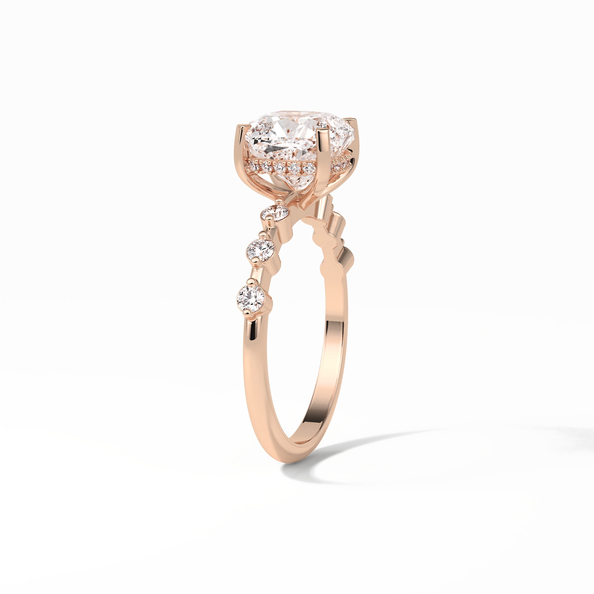 Cushion Hidden Halo & Dainty Pave Lab Grown Diamond Engagement Ring