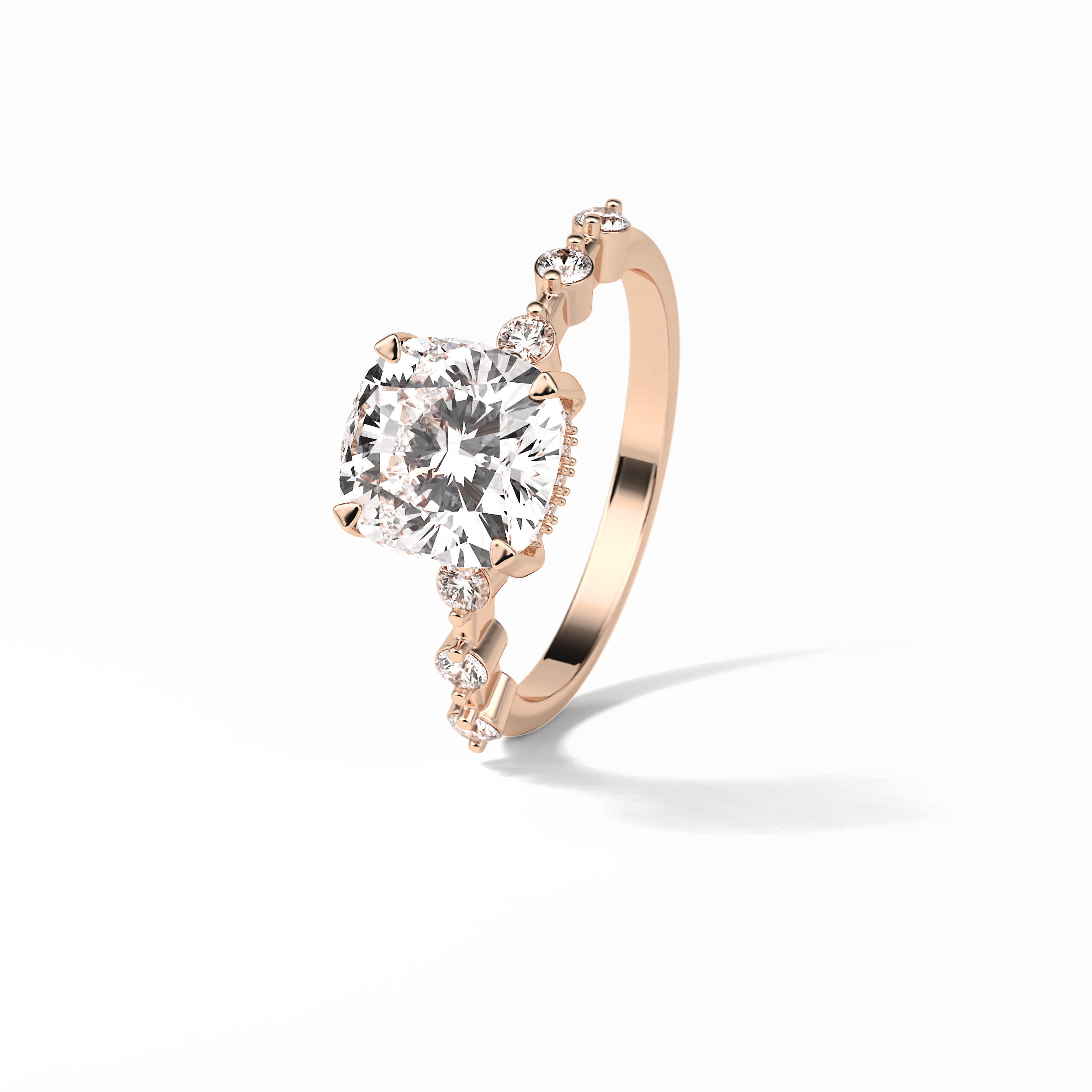 Cushion Hidden Halo & Dainty Pave Lab Grown Diamond Engagement Ring