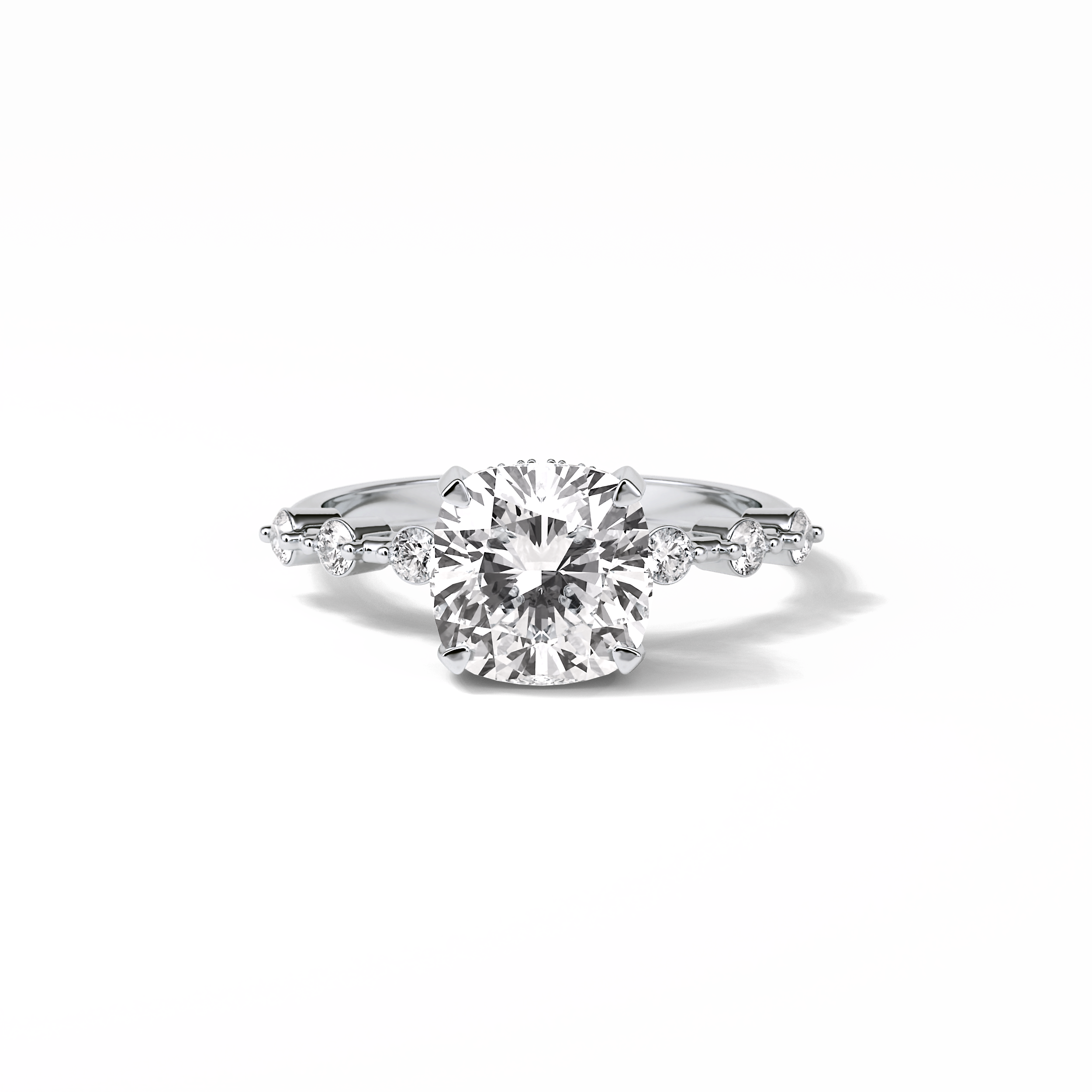 Cushion Hidden Halo & Dainty Pave Lab Grown Diamond Engagement Ring