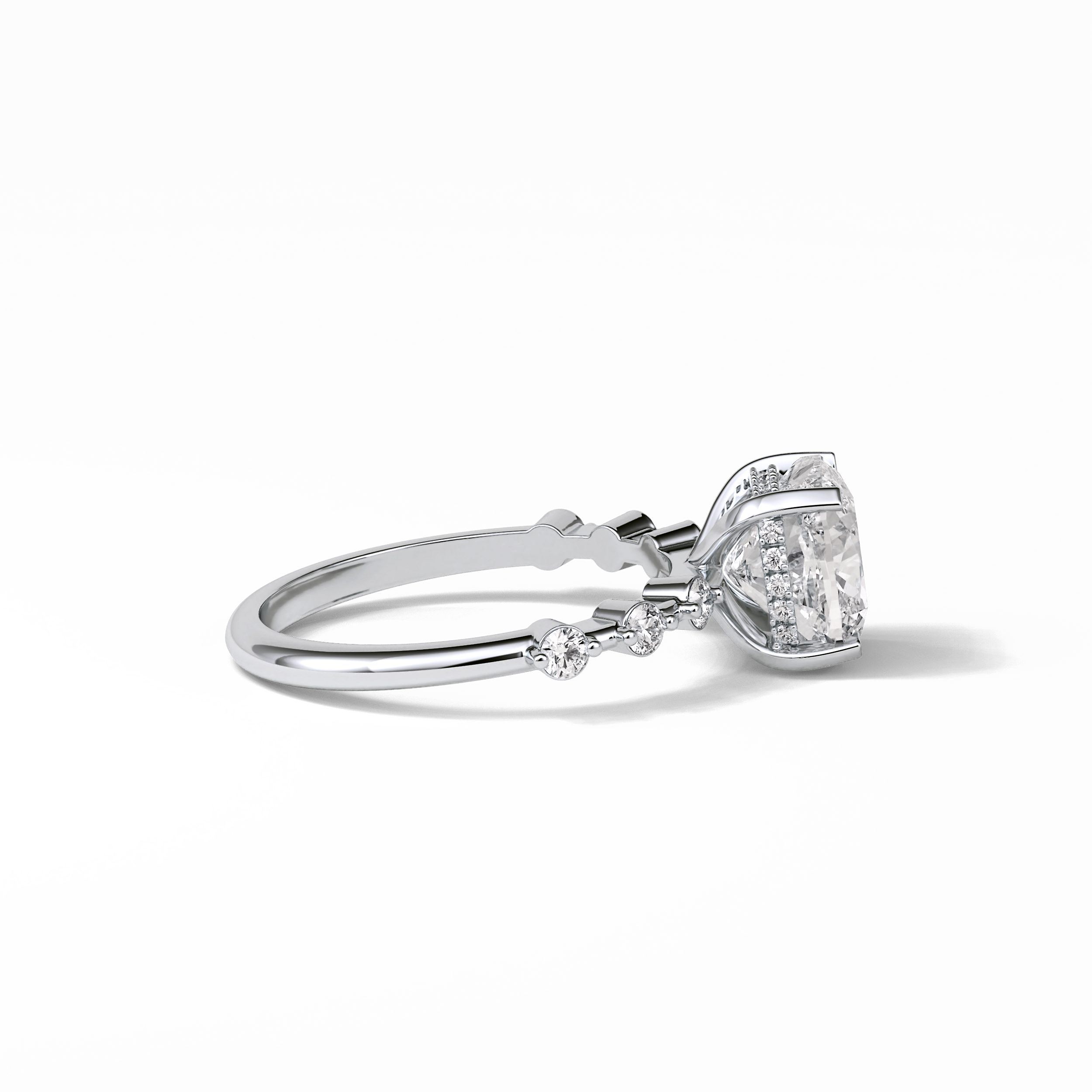 Cushion Hidden Halo & Dainty Pave Lab Grown Diamond Engagement Ring
