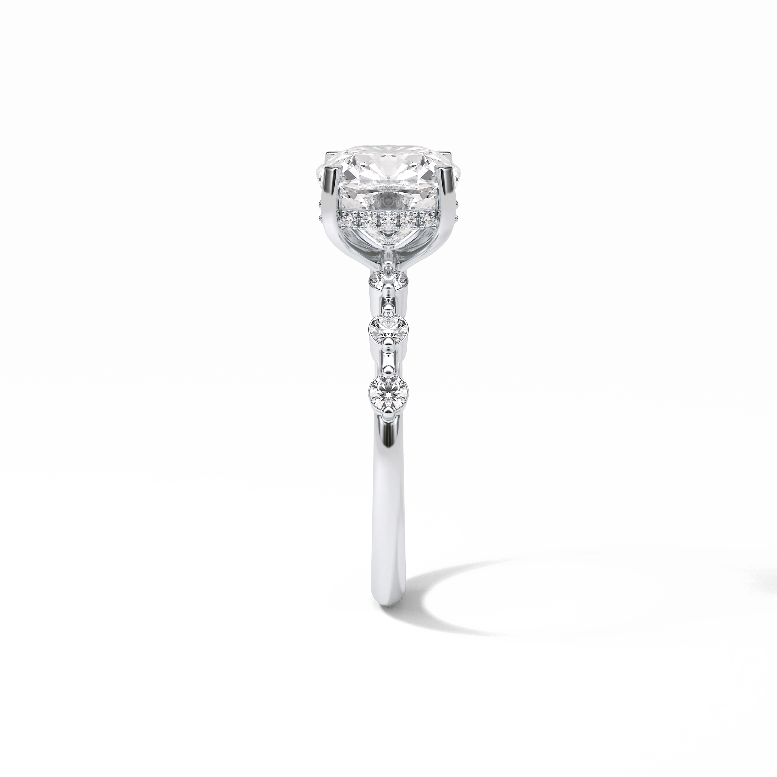 Cushion Hidden Halo & Dainty Pave Lab Grown Diamond Engagement Ring