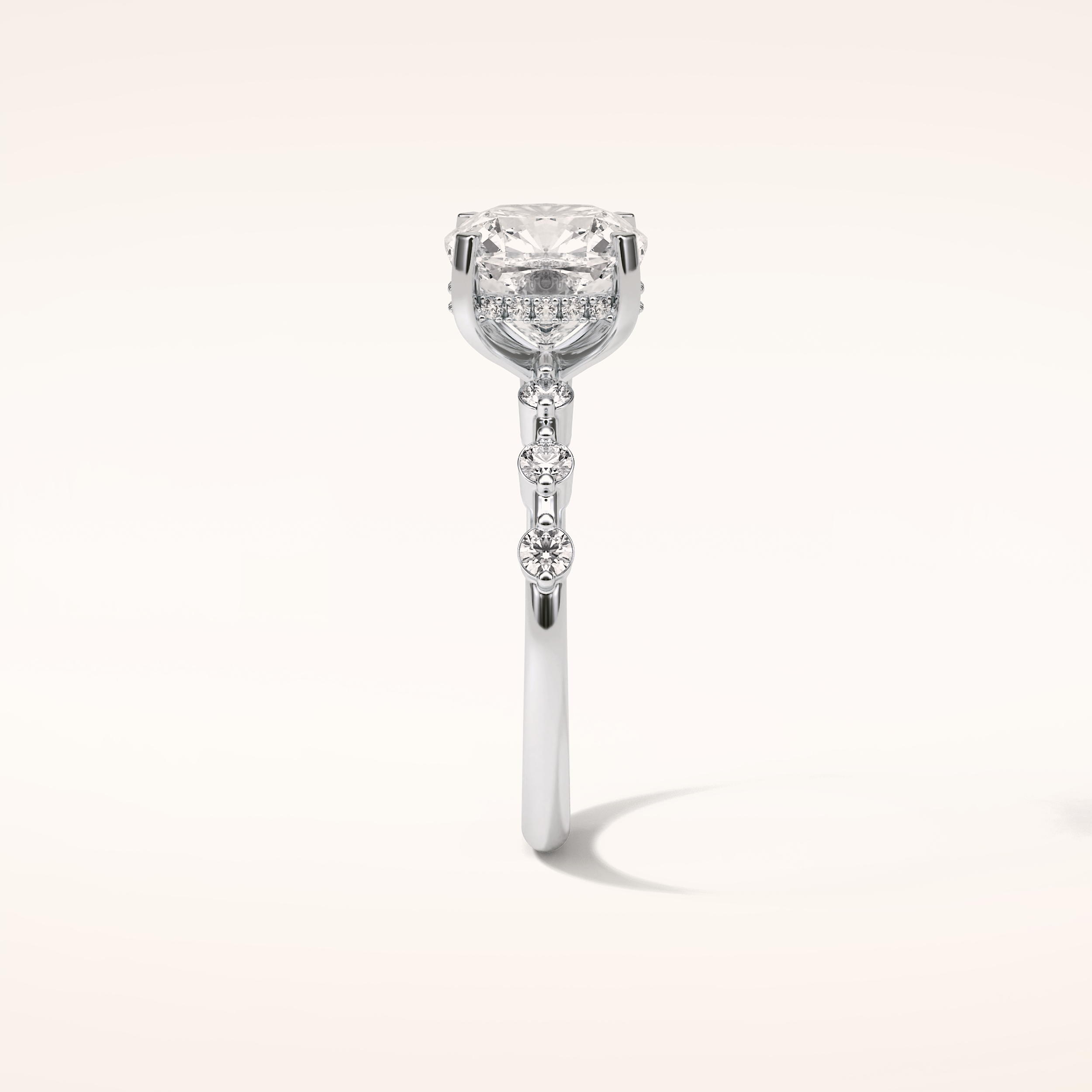 2.15 CT Cushion Shaped Pave Moissanite Engagement Ring