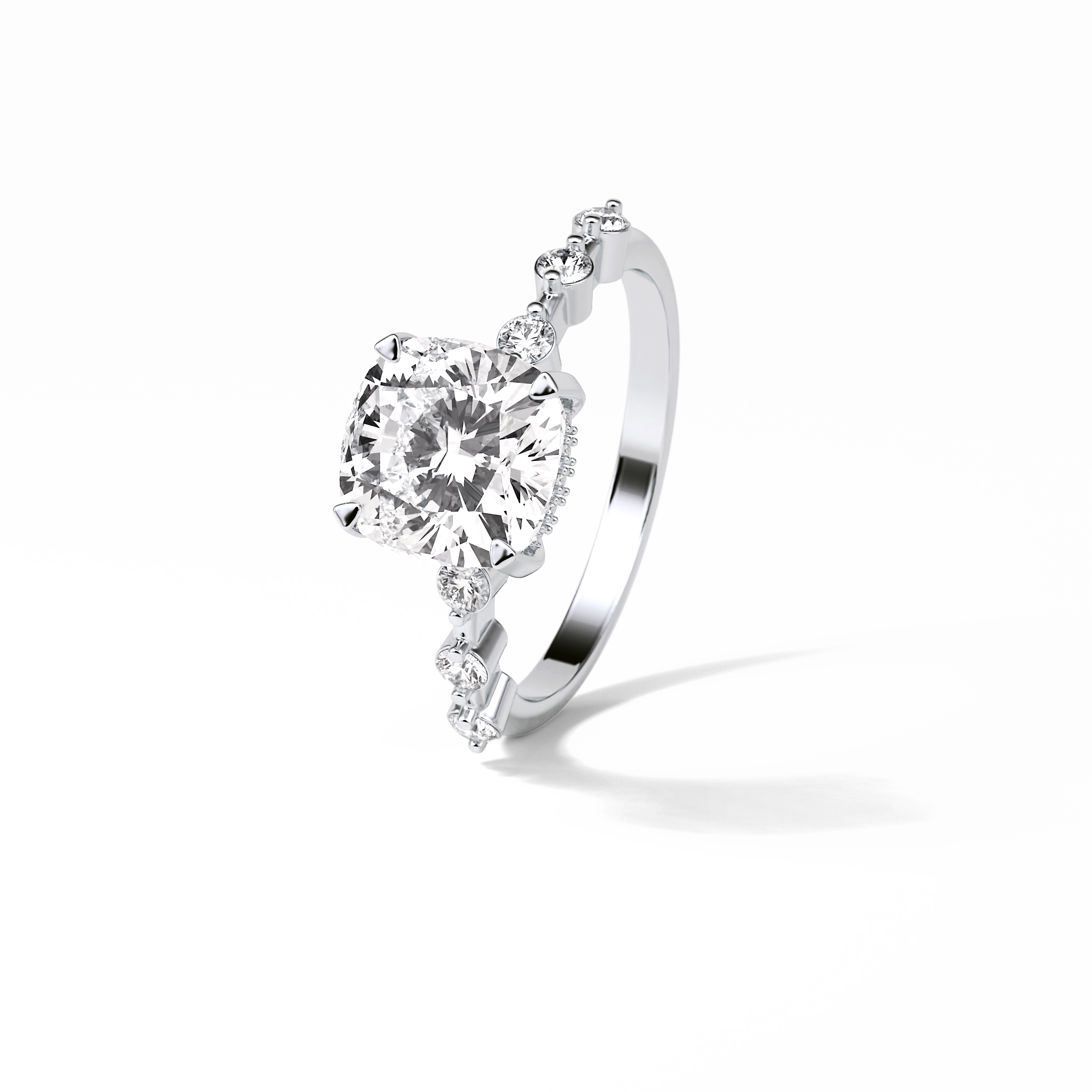 Cushion Hidden Halo & Dainty Pave Lab Grown Diamond Engagement Ring