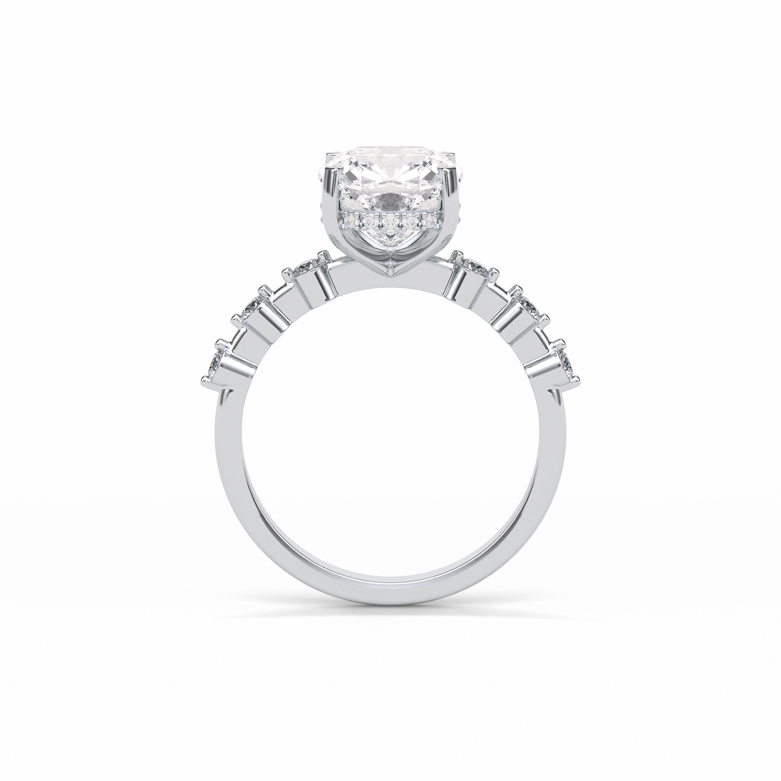 Cushion Hidden Halo & Dainty Pave Lab Grown Diamond Engagement Ring