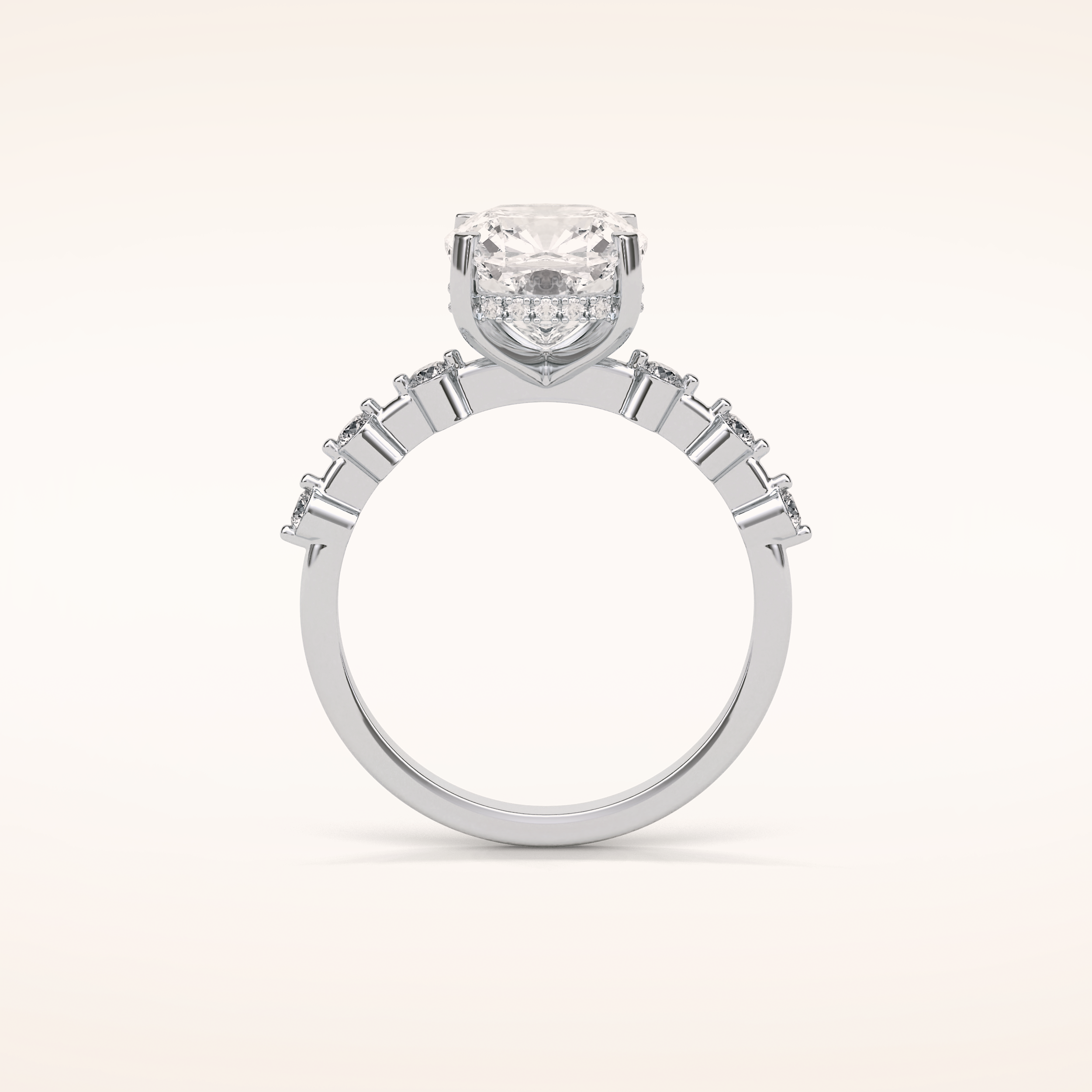 2.15 CT Cushion Shaped Pave Moissanite Engagement Ring