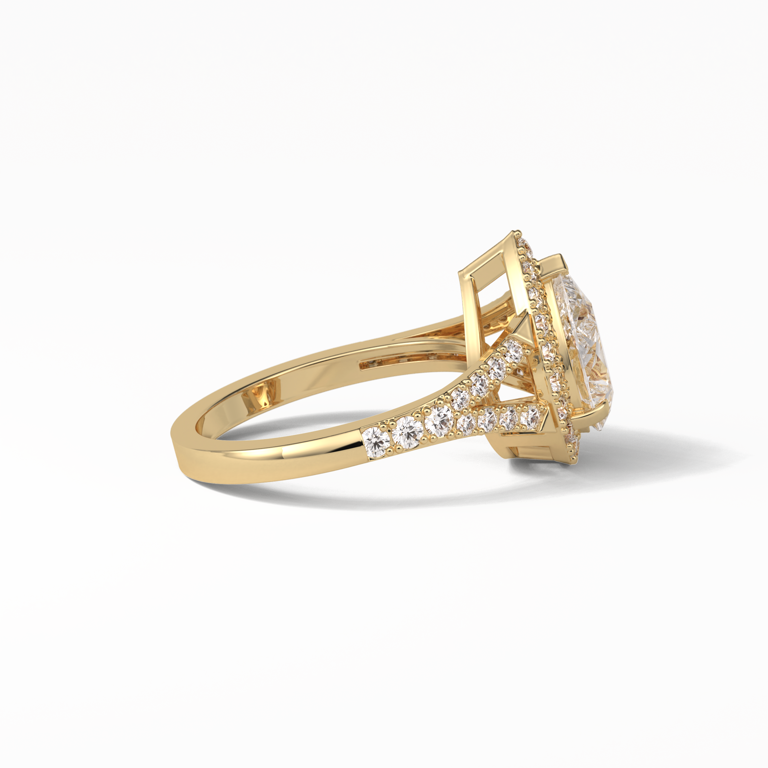 Oval Halo & Split Shank Lab Grown Diamond Engagement Ring