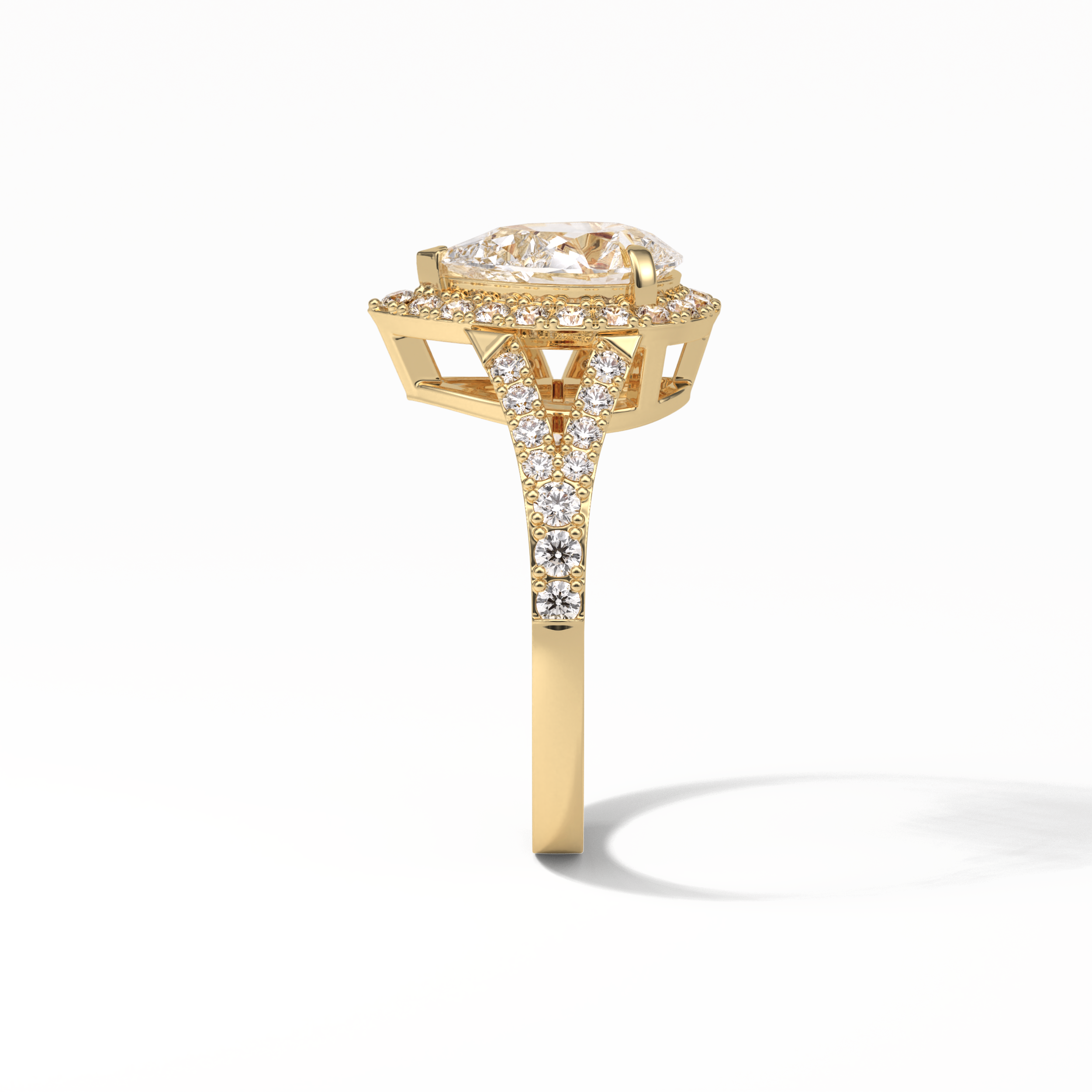 Oval Halo & Split Shank Lab Grown Diamond Engagement Ring