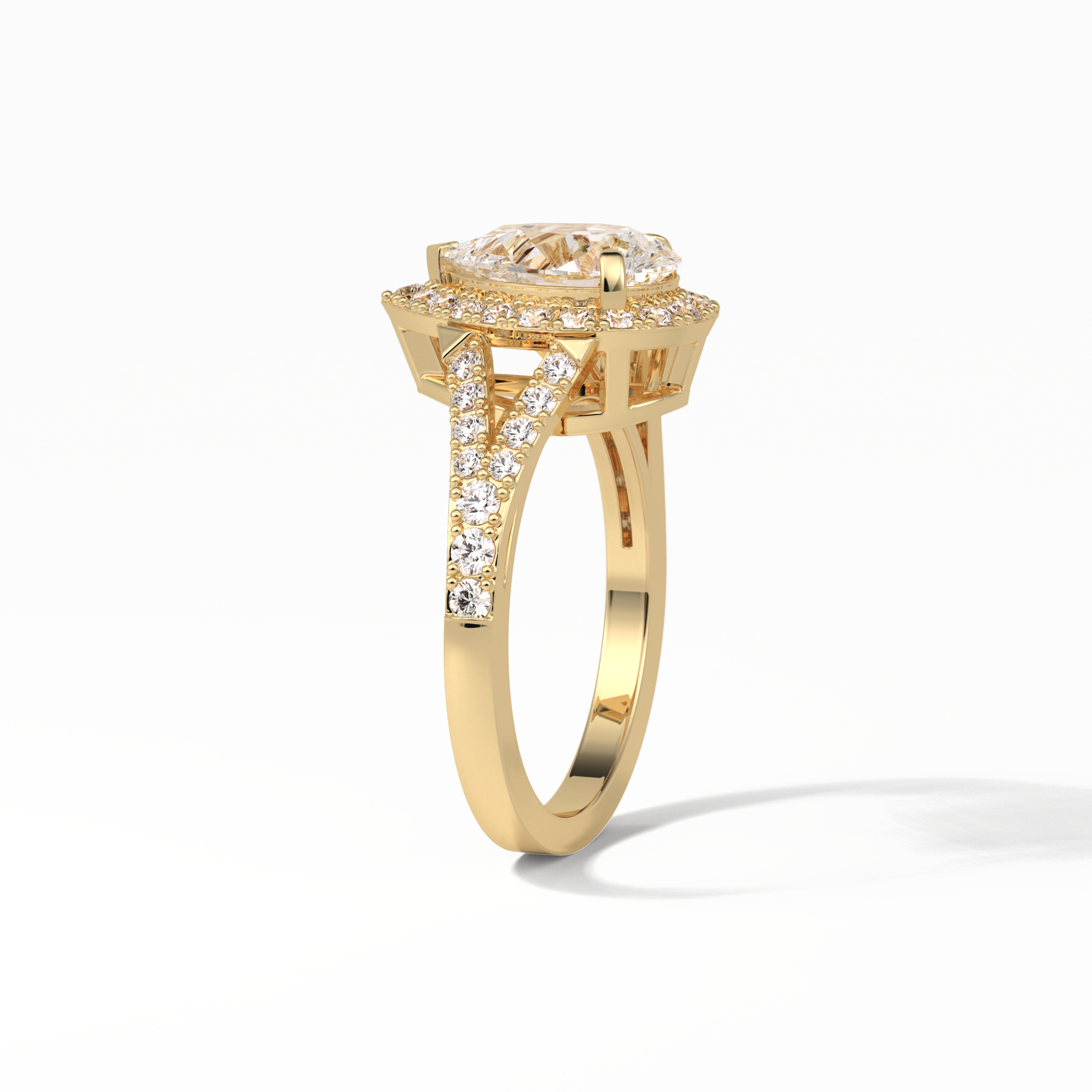 Oval Halo & Split Shank Lab Grown Diamond Engagement Ring