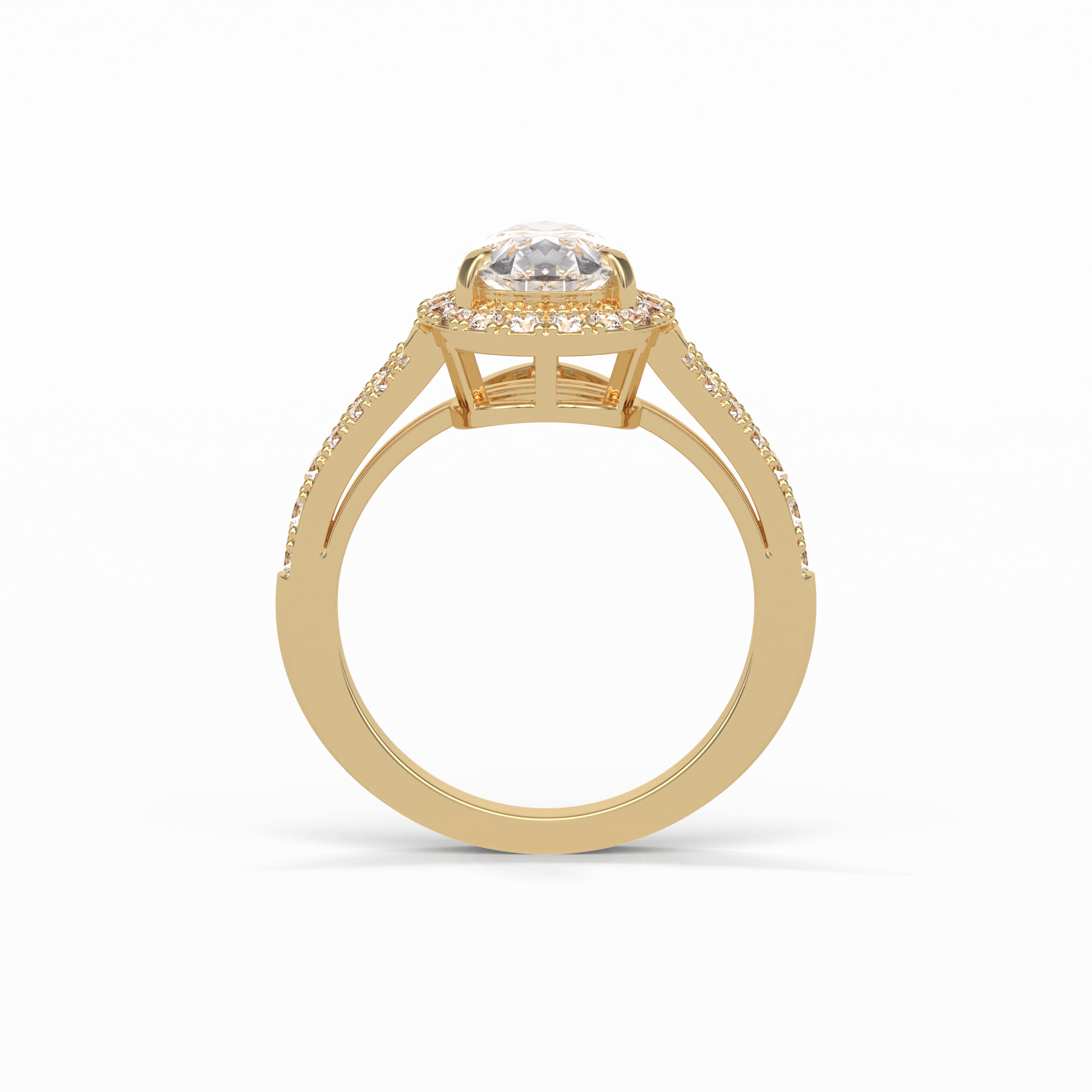 Oval Halo & Split Shank Lab Grown Diamond Engagement Ring