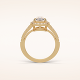 3.1 CT Pear Shaped Halo & Pave Split Shank Moissanite Engagement Ring