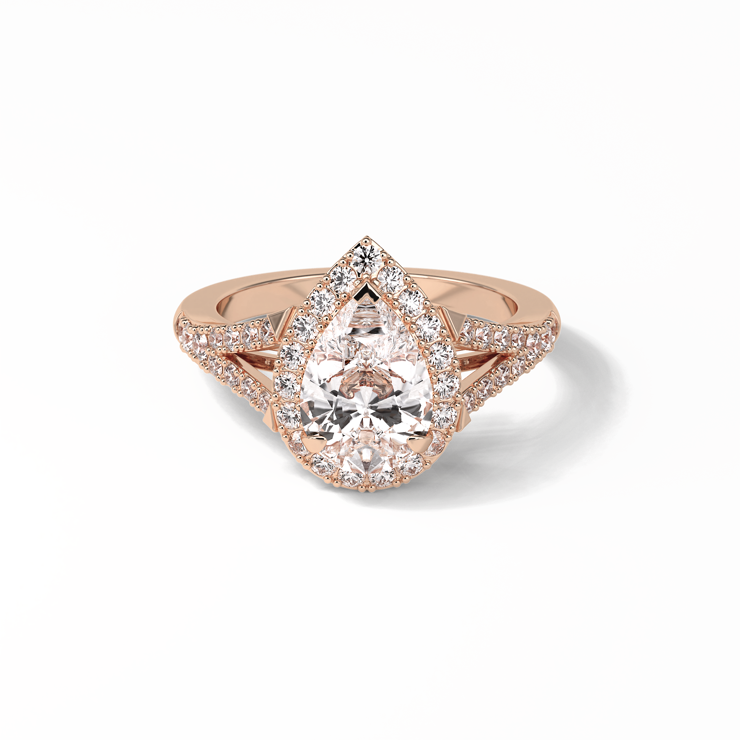 Oval Halo & Split Shank Lab Grown Diamond Engagement Ring