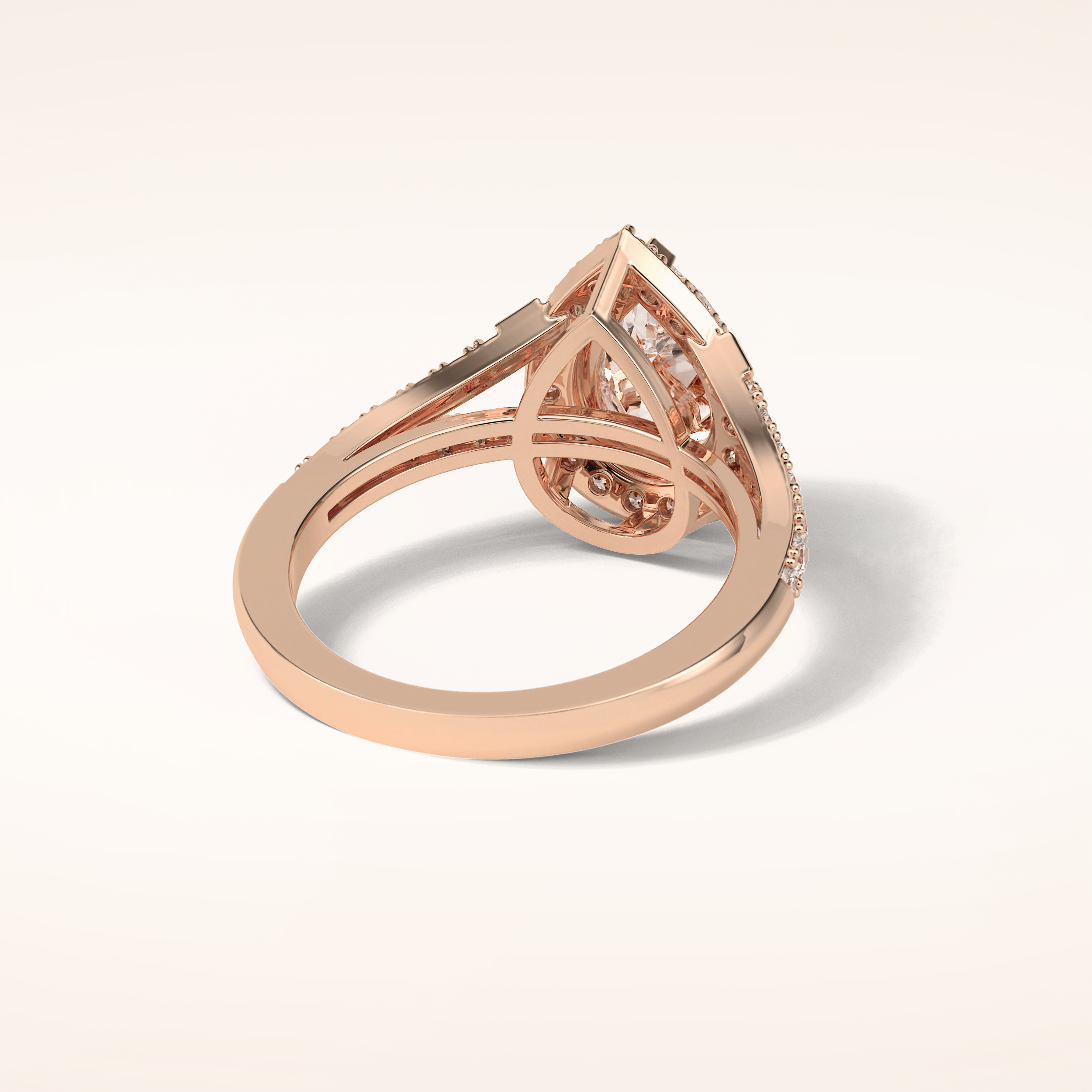 3.1 CT Pear Shaped Halo & Pave Split Shank Moissanite Engagement Ring