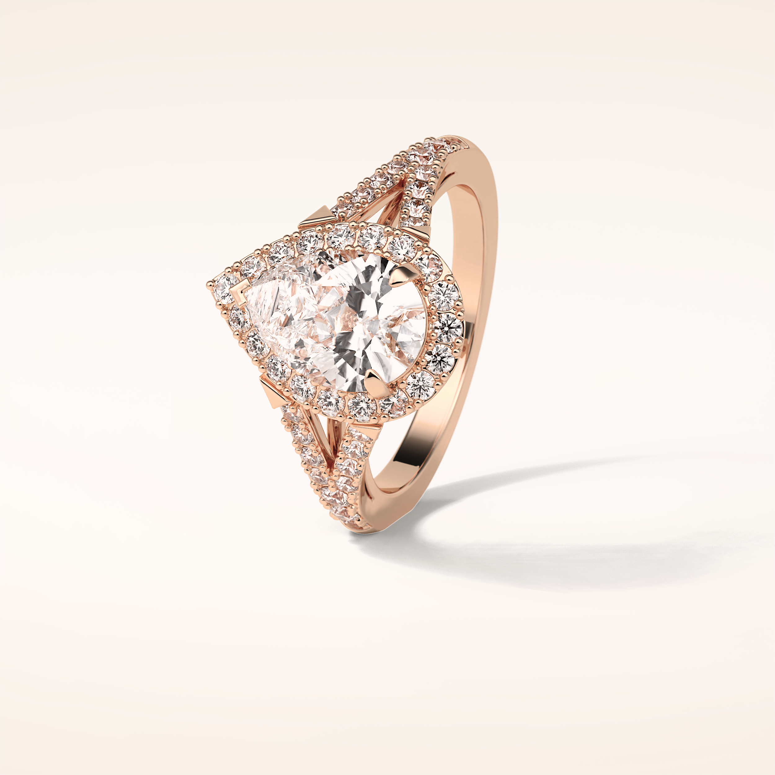 3.1 CT Pear Shaped Halo & Pave Split Shank Moissanite Engagement Ring