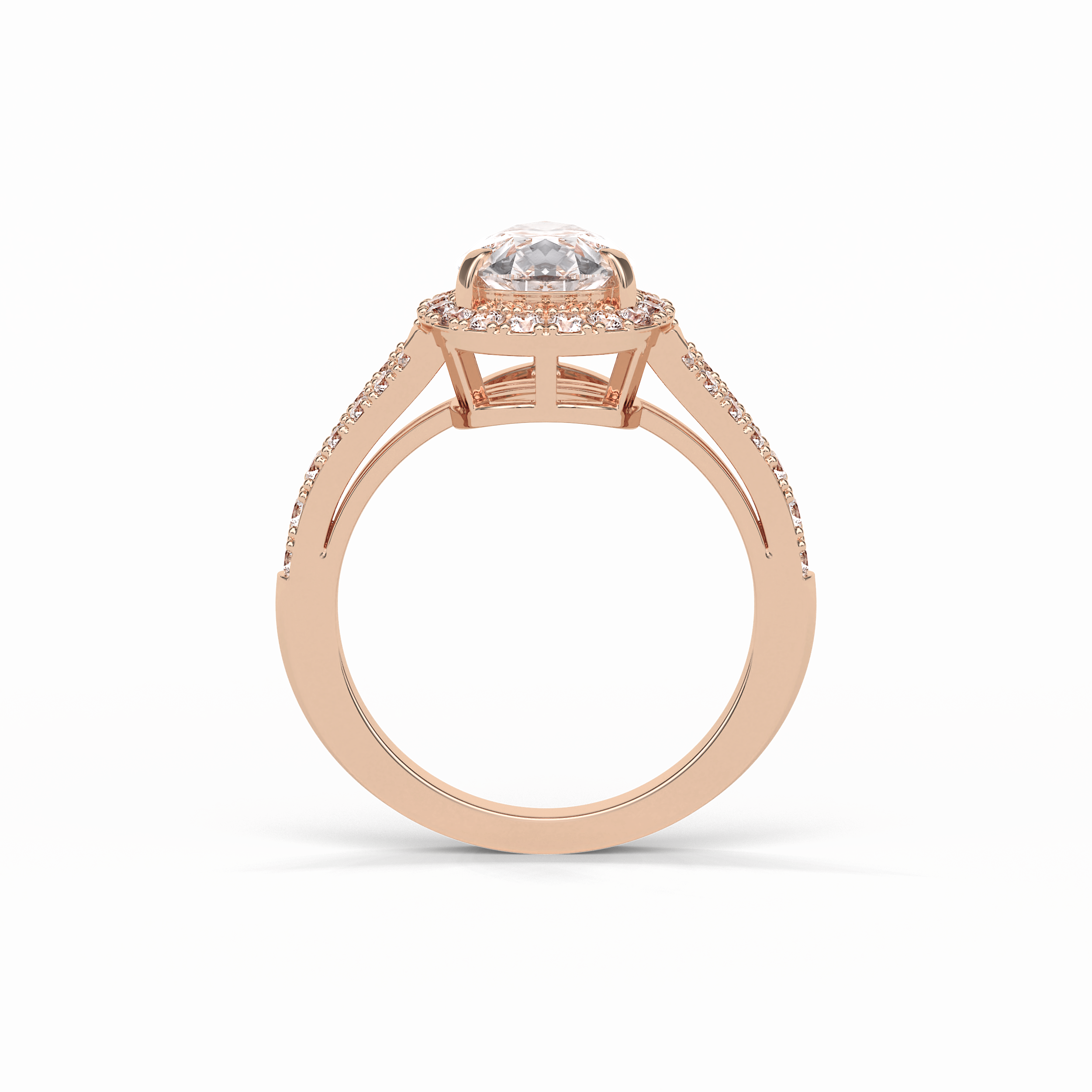 Oval Halo & Split Shank Lab Grown Diamond Engagement Ring