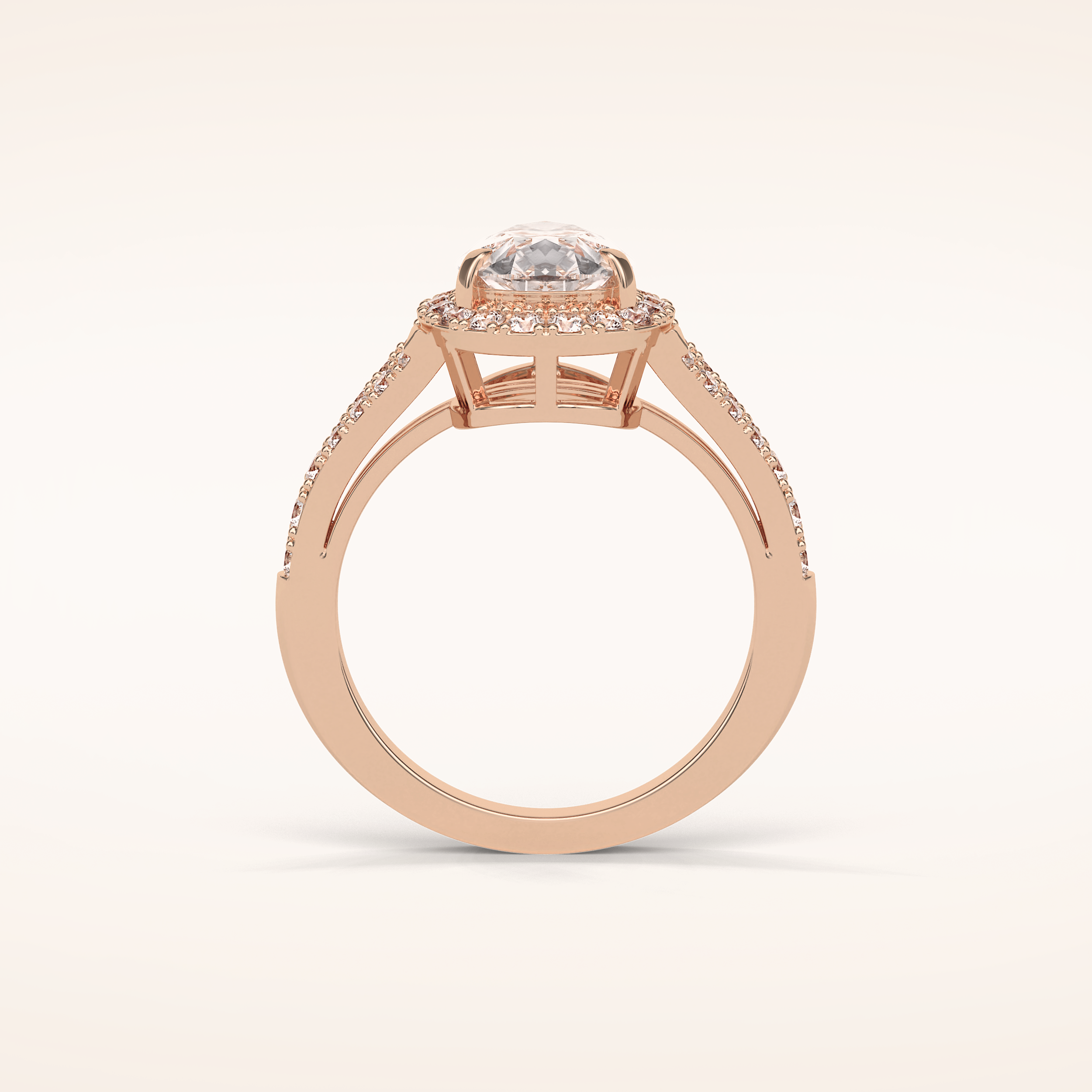 3.1 CT Pear Shaped Halo & Pave Split Shank Moissanite Engagement Ring