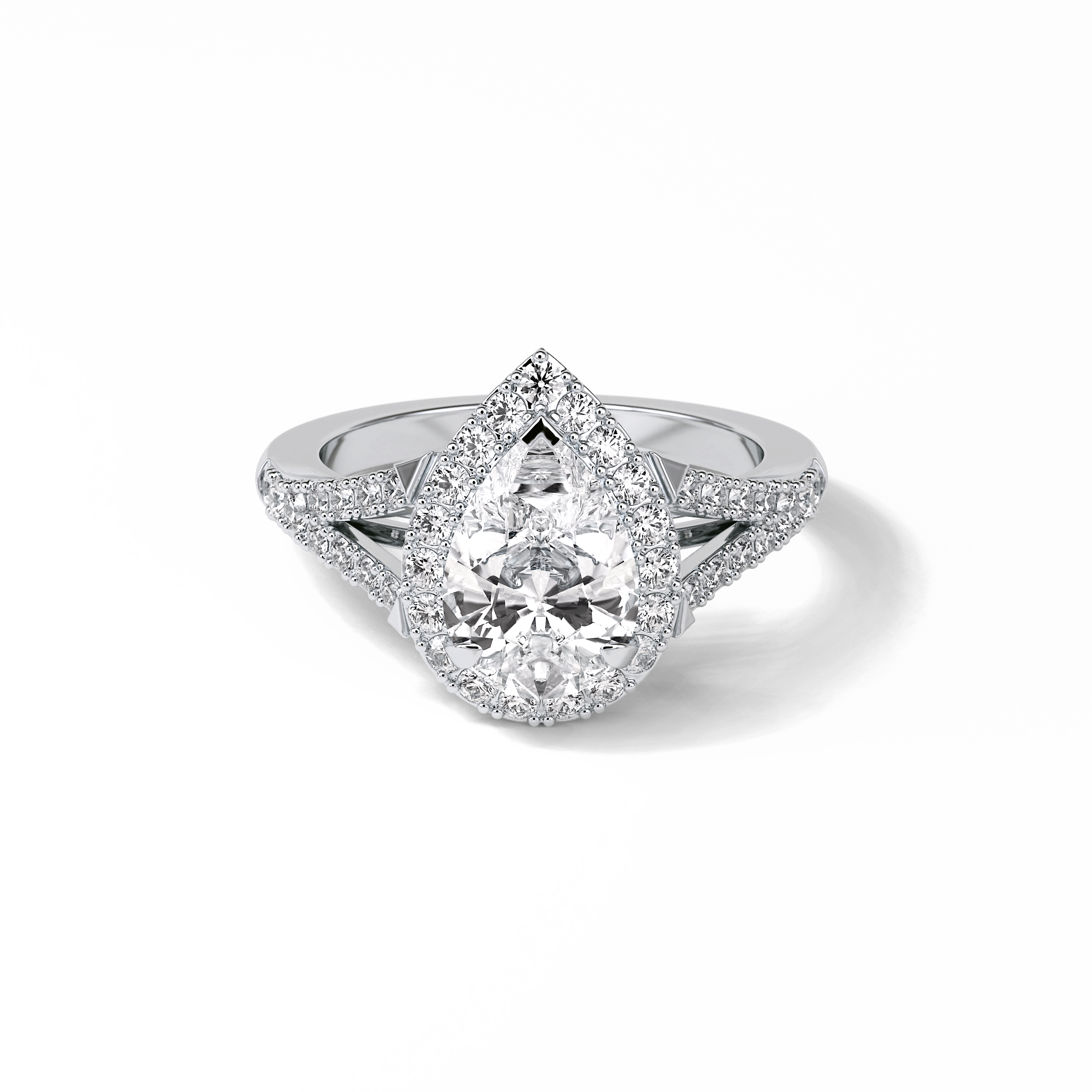 Oval Halo & Split Shank Lab Grown Diamond Engagement Ring