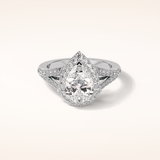 3.1 CT Pear Shaped Halo & Pave Split Shank Moissanite Engagement Ring