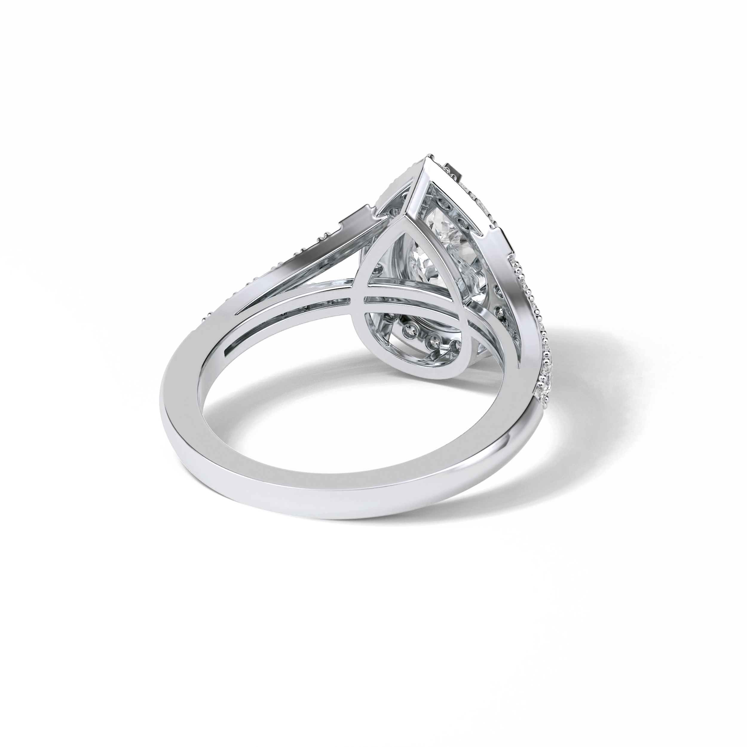Oval Halo & Split Shank Lab Grown Diamond Engagement Ring