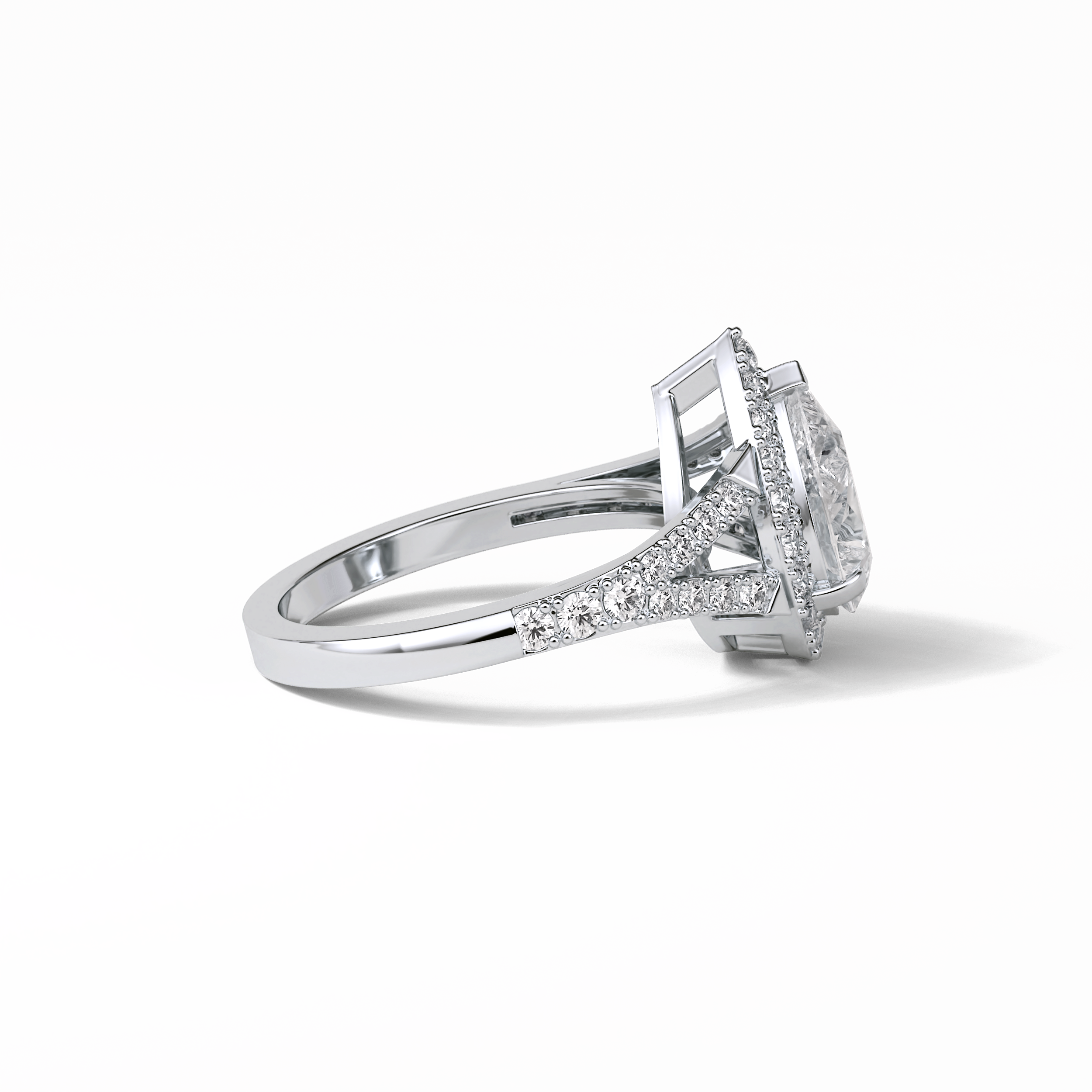 Oval Halo & Split Shank Lab Grown Diamond Engagement Ring