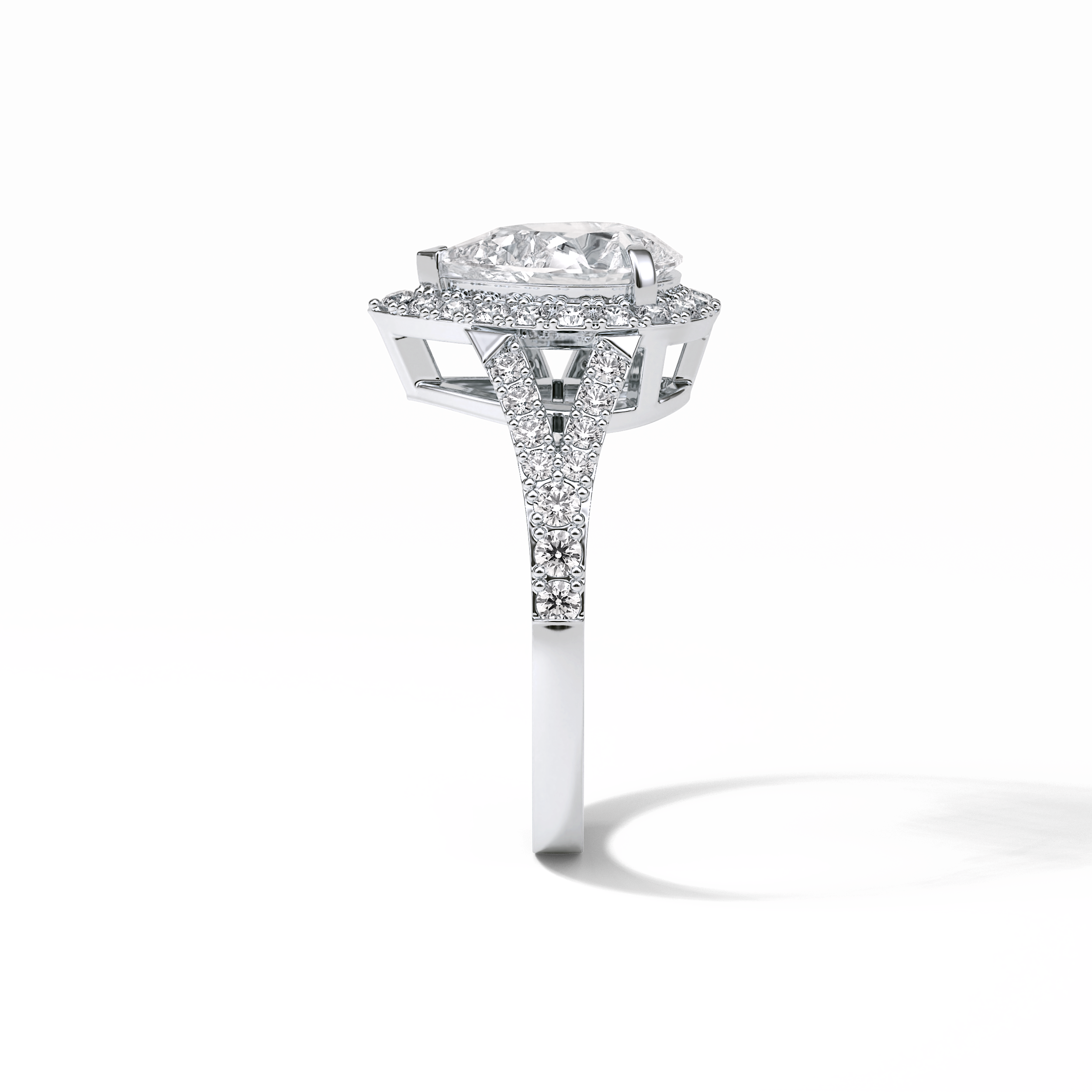 Oval Halo & Split Shank Lab Grown Diamond Engagement Ring