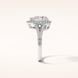3.1 CT Pear Shaped Halo & Pave Split Shank Moissanite Engagement Ring