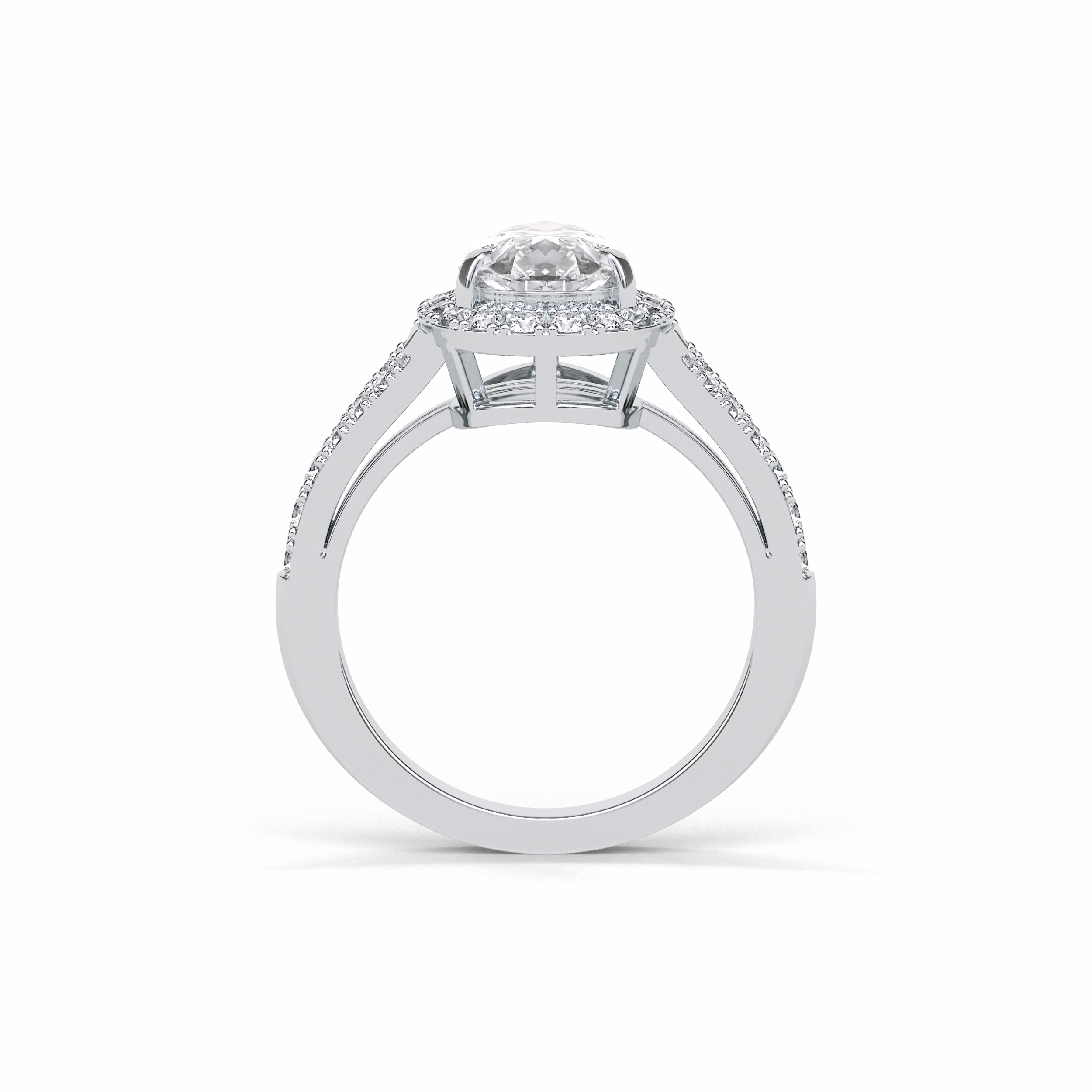 Oval Halo & Split Shank Lab Grown Diamond Engagement Ring