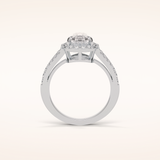 3.1 CT Pear Shaped Halo & Pave Split Shank Moissanite Engagement Ring