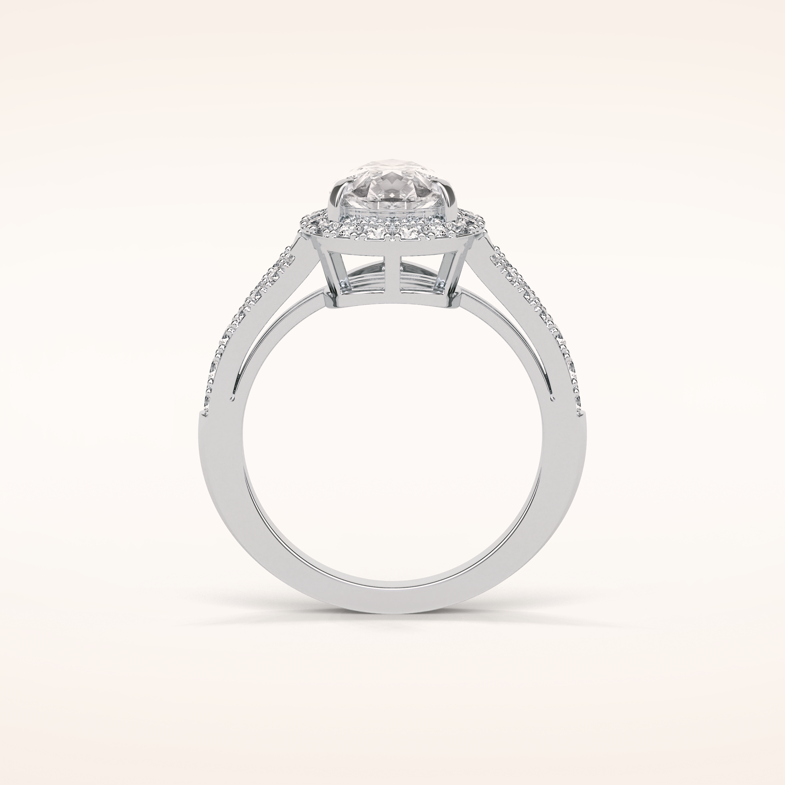 3.1 CT Pear Shaped Halo & Pave Split Shank Moissanite Engagement Ring
