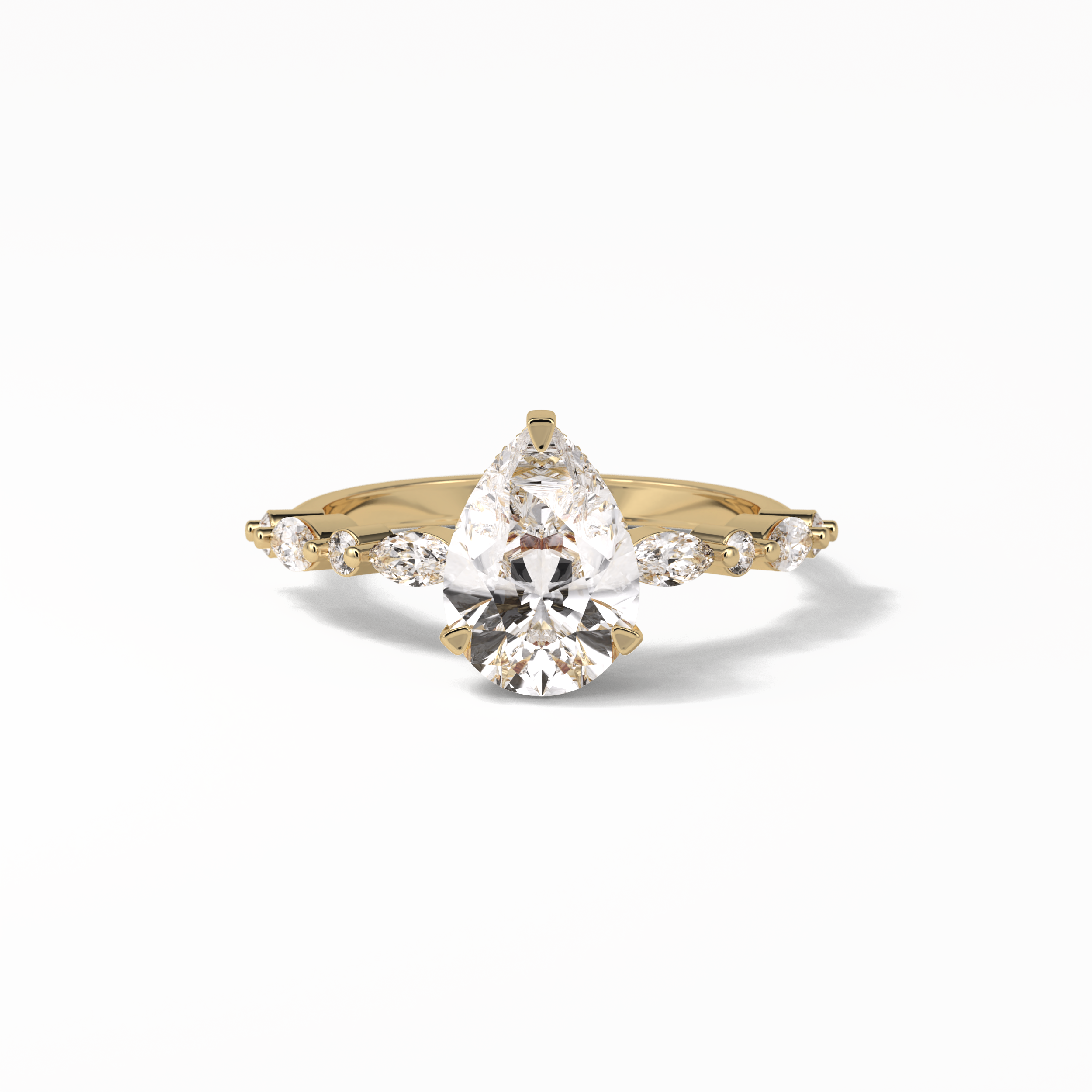 Pear Dainty Pave Lab Grown Diamond Engagement Ring