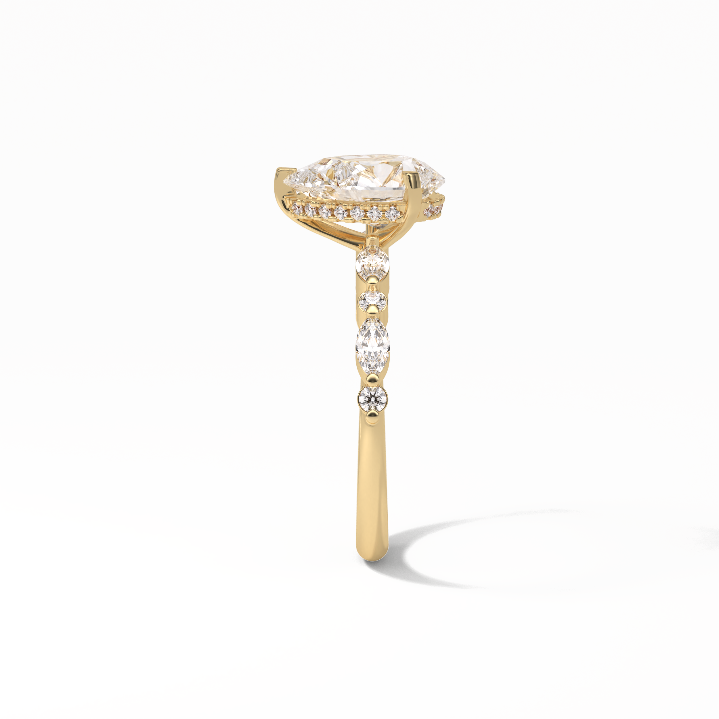 Pear Dainty Pave Lab Grown Diamond Engagement Ring