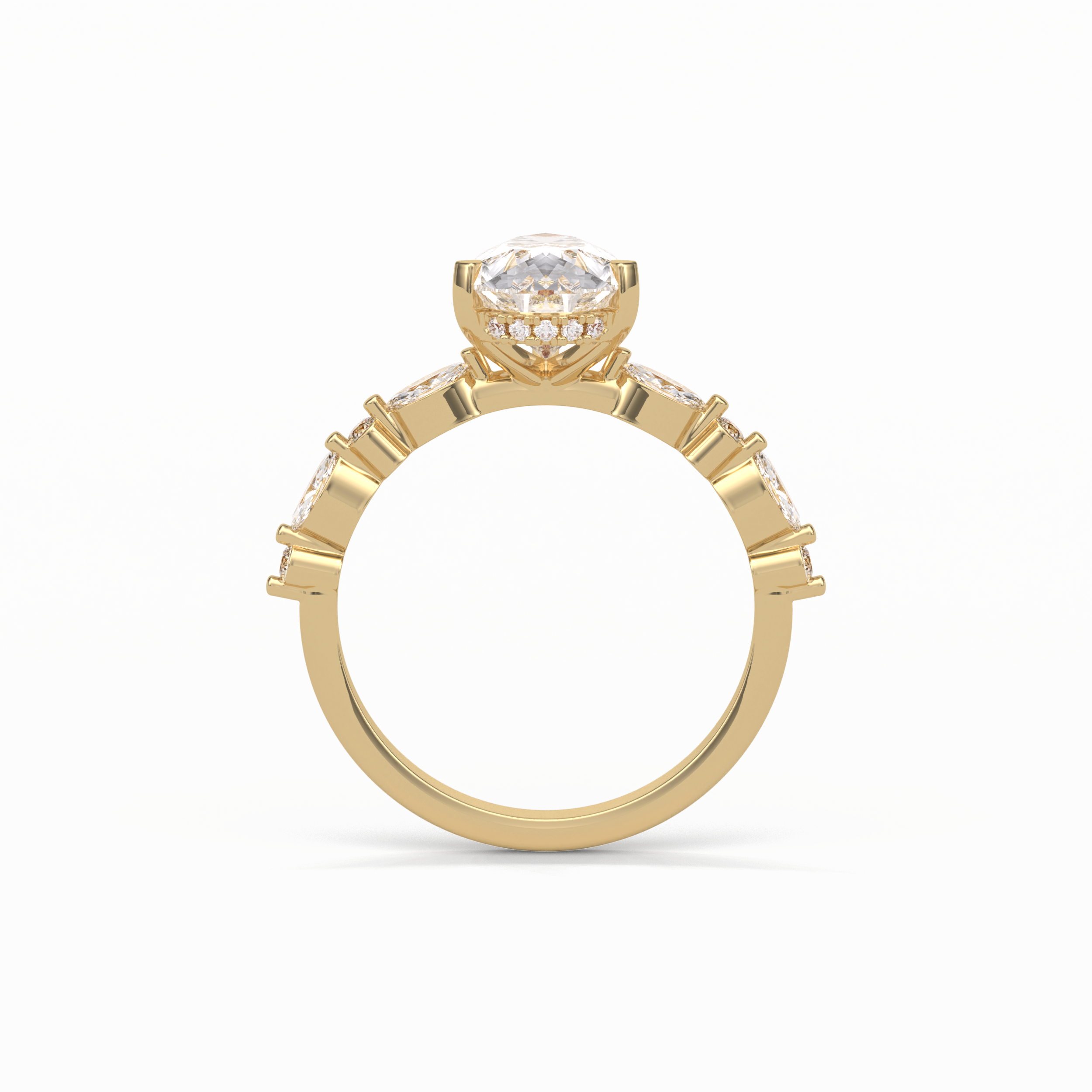 Pear Dainty Pave Lab Grown Diamond Engagement Ring