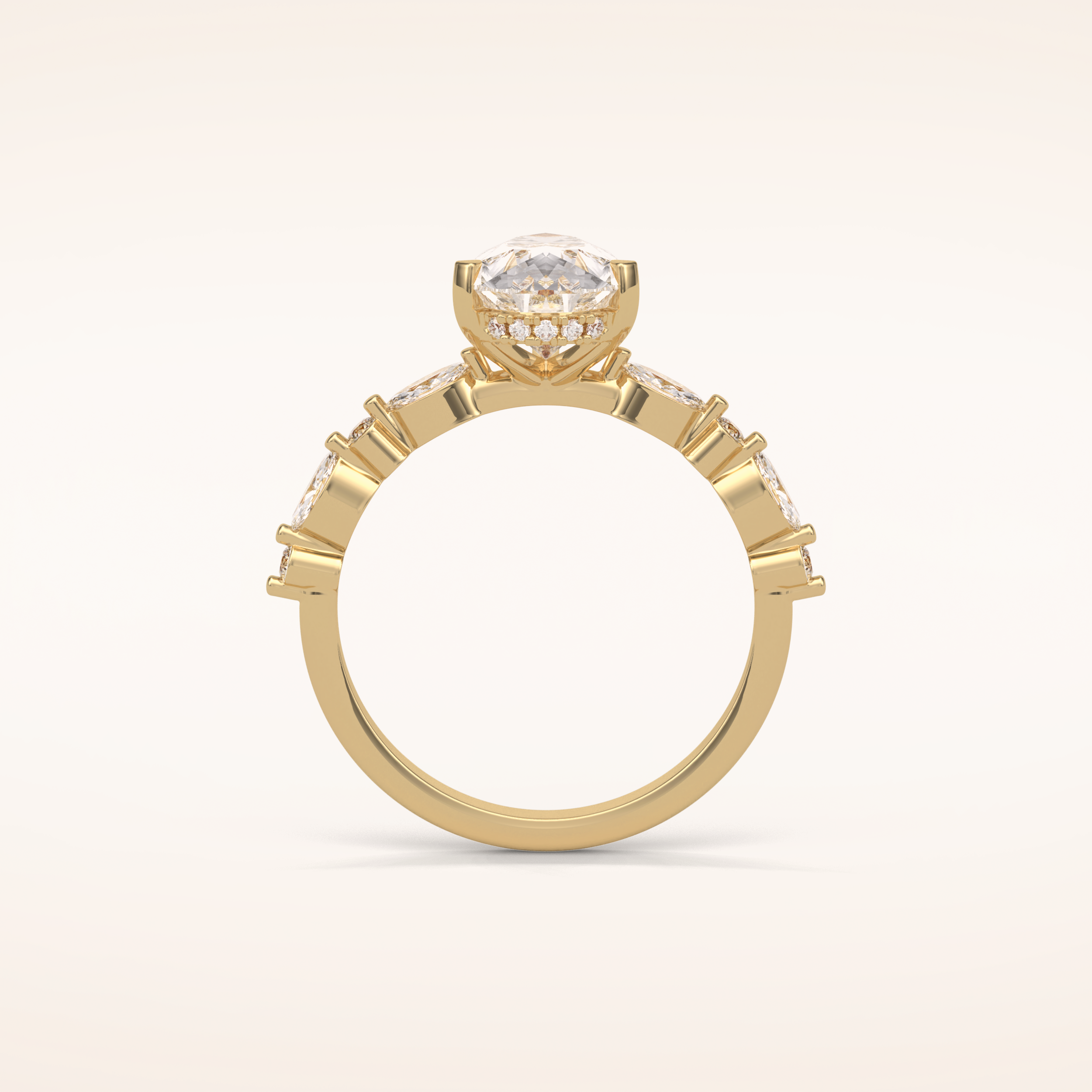 1.93 CT Pear Shaped Pave Moissanite Engagement Ring