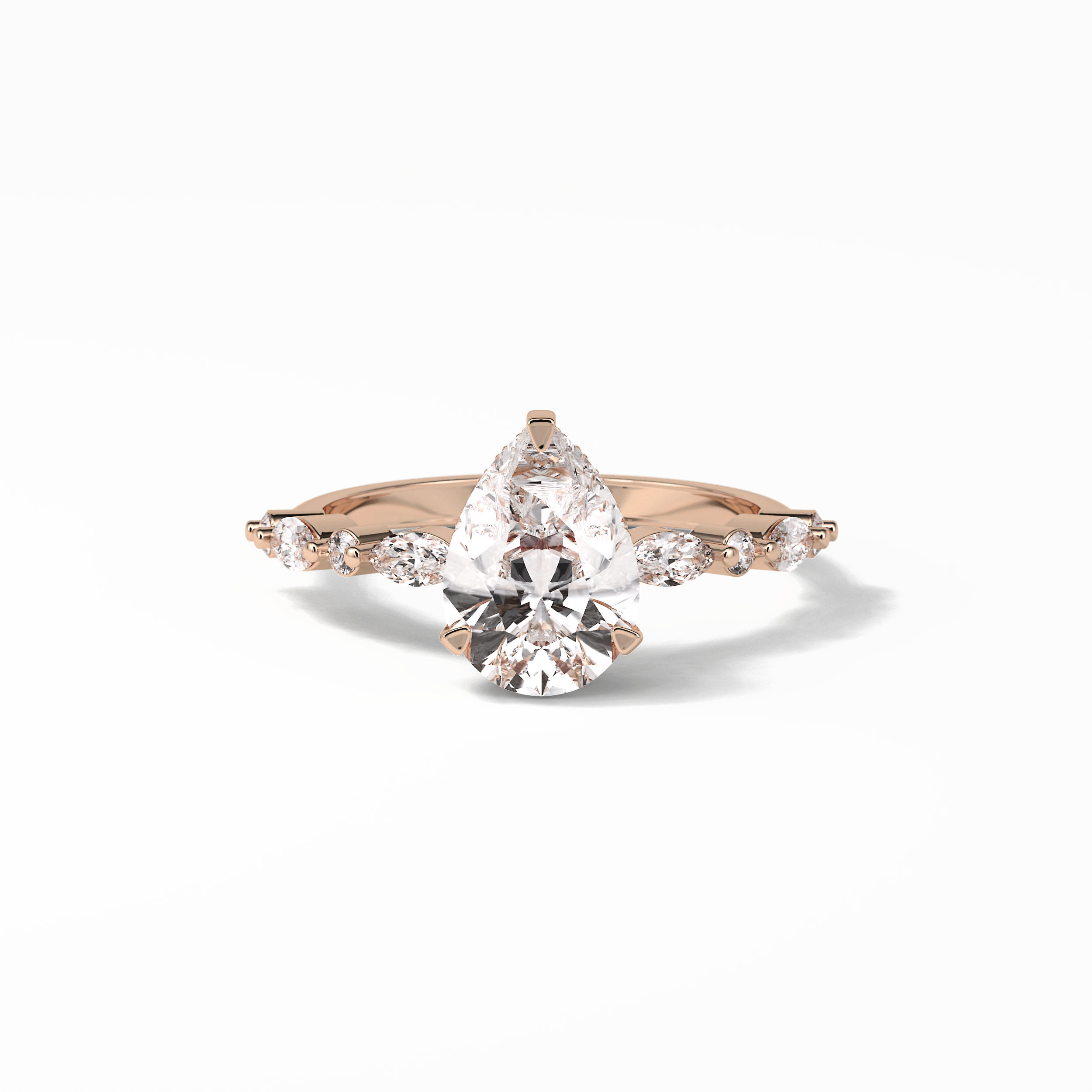 Pear Dainty Pave Lab Grown Diamond Engagement Ring