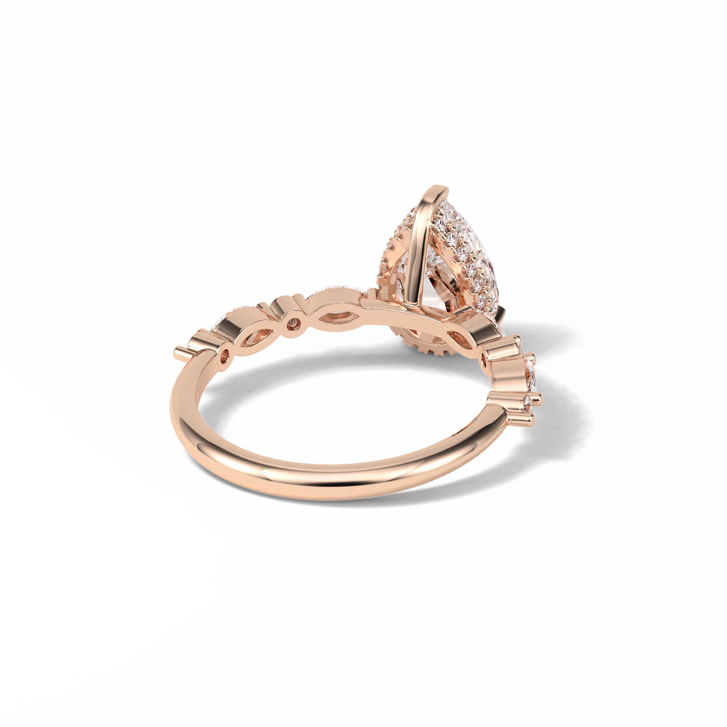 Pear Dainty Pave Lab Grown Diamond Engagement Ring